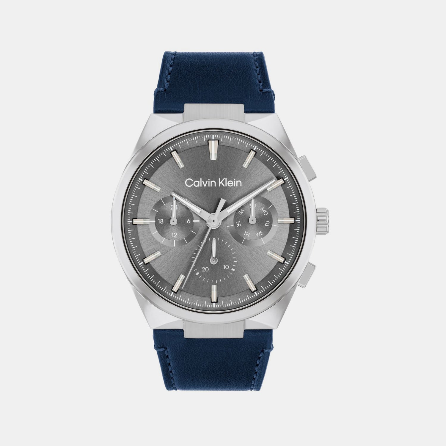 Calvin Klein Distinguish Men Quartz Light Gunmetal Dial Multi-Function Leather Watch 25200444