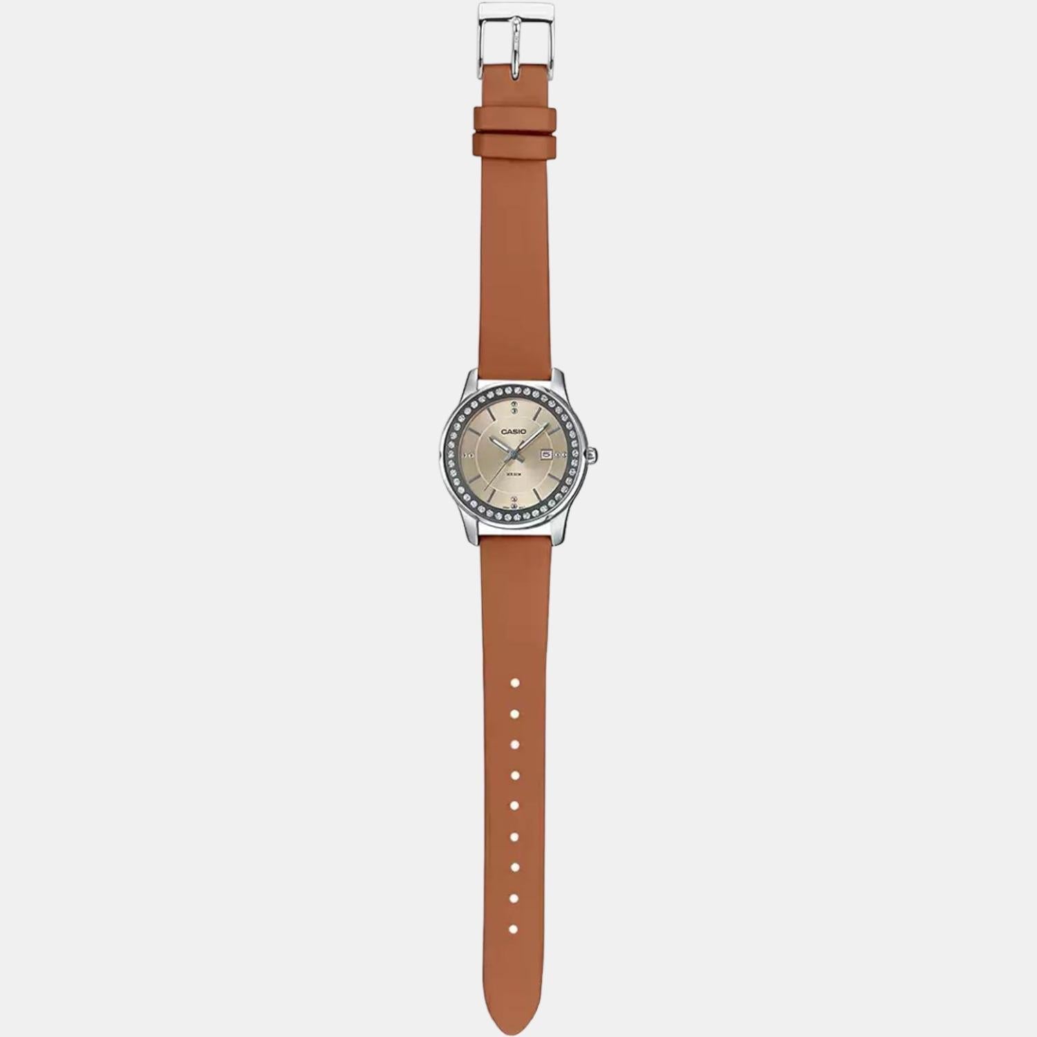 Casio Enticer Women Quartz Yellow Dial Analog Leather Watch A1585 - view 7