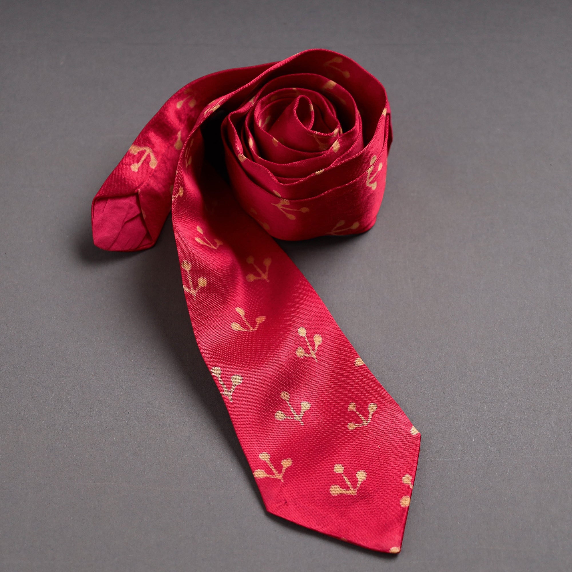 JALPARI Block Printed Mashru Silk Handmade Necktie for Men - view 2