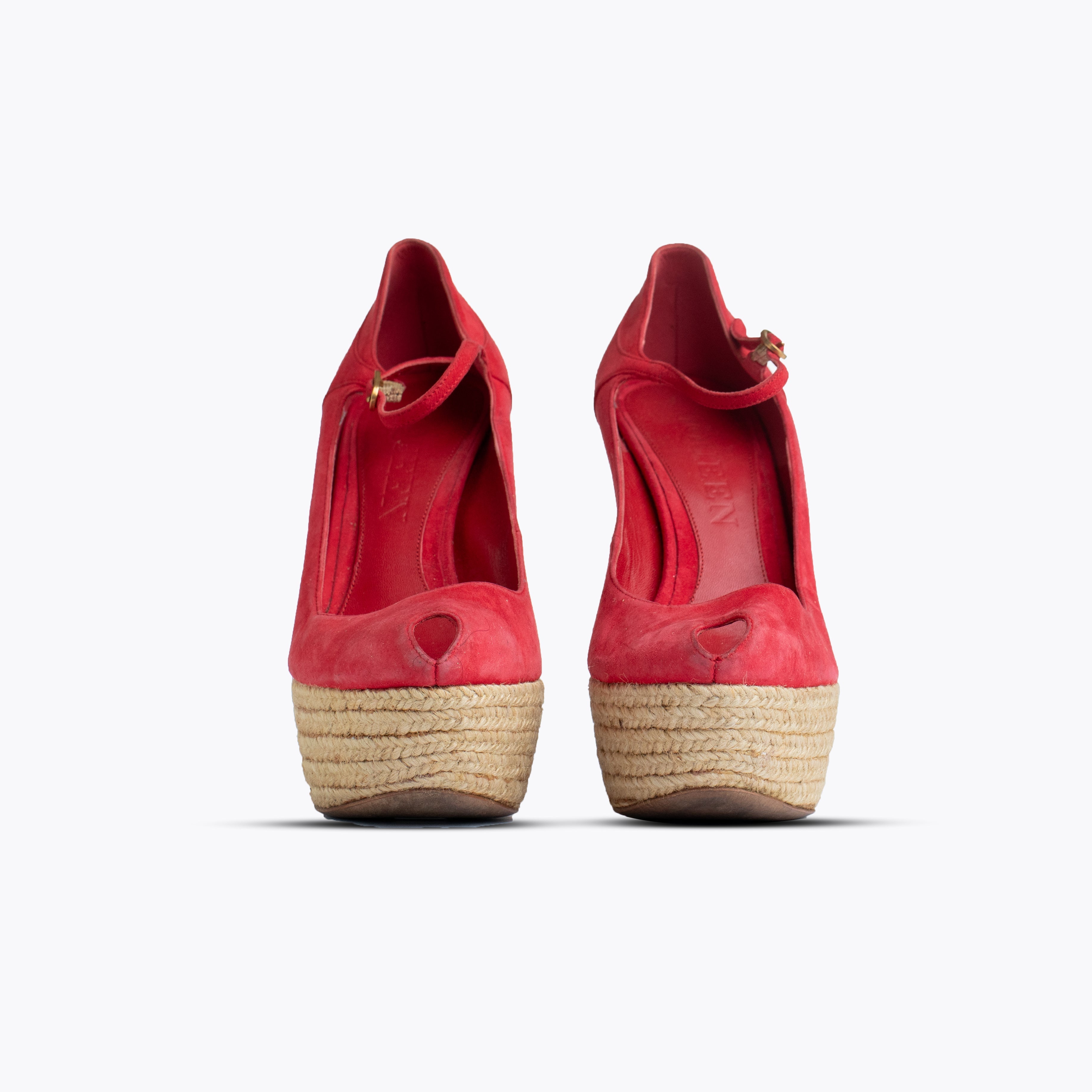 Alexander McQueen Red Suede Mary Jane Curve Wedges - view 2