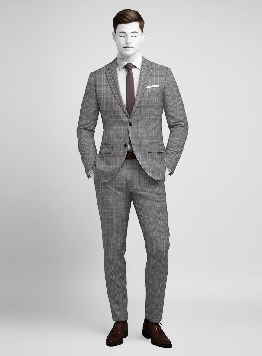 StudioSuits Napolean Canzo Glen Gray Blue Wool Suit