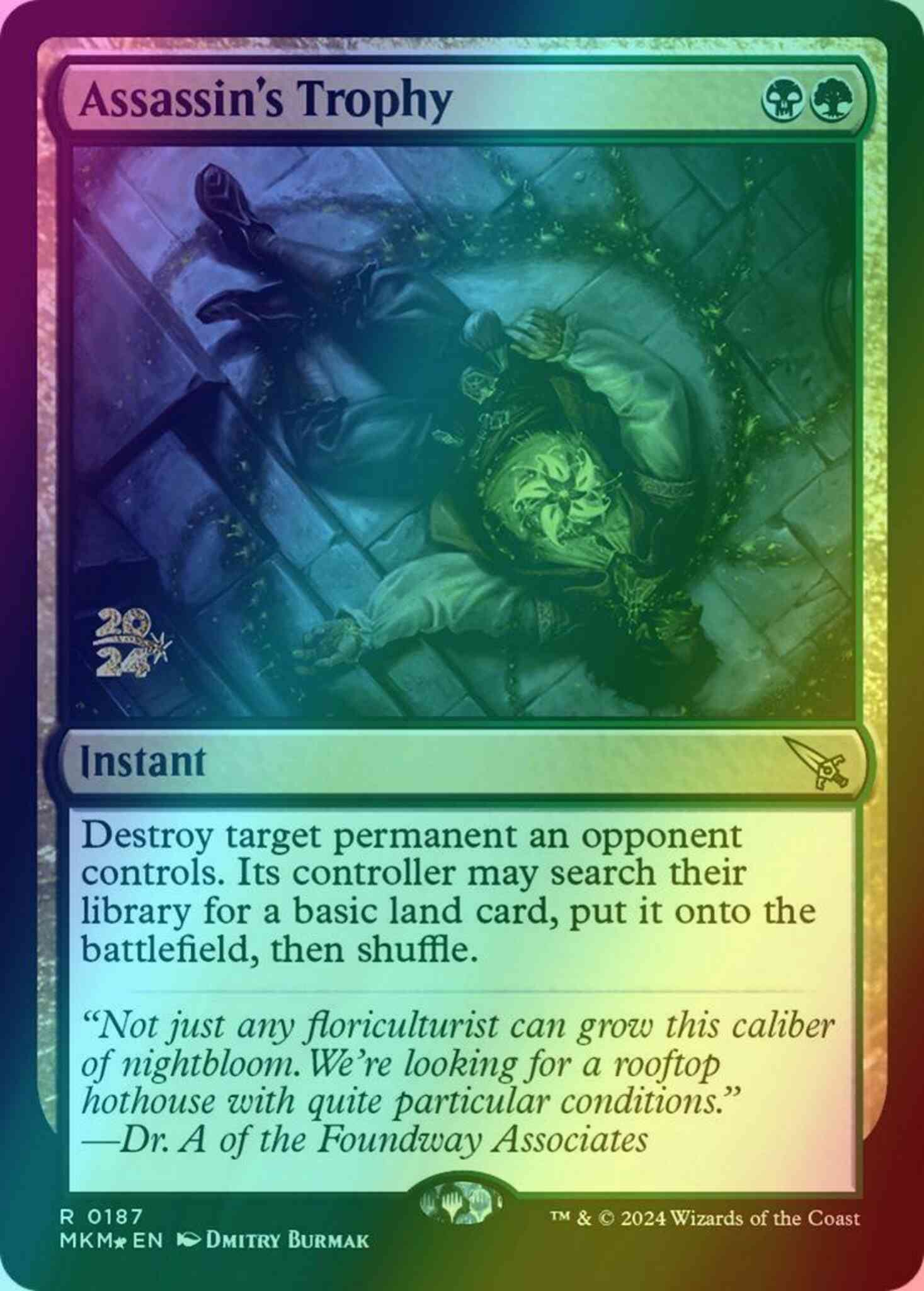 Trophy 187s prerelease – Magic Assassin's Trophy [187s] [Prerelease] [Murders at Karlov Manor: Promos] [Foil]