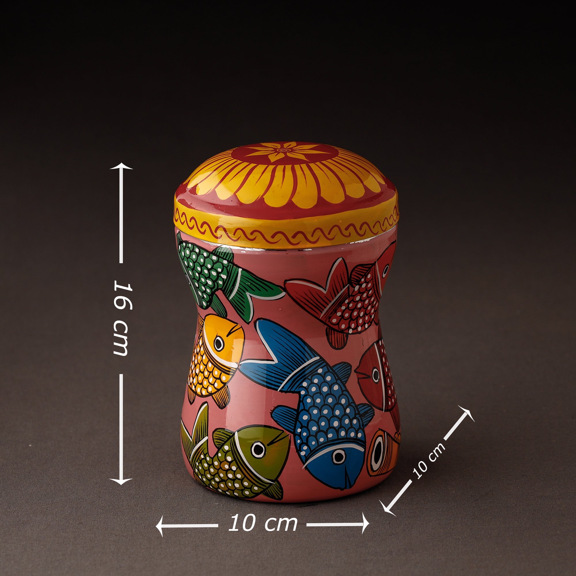AAYAAS Bengal Patua Handpainted Stainless Steel Multi Utility Container - view 4