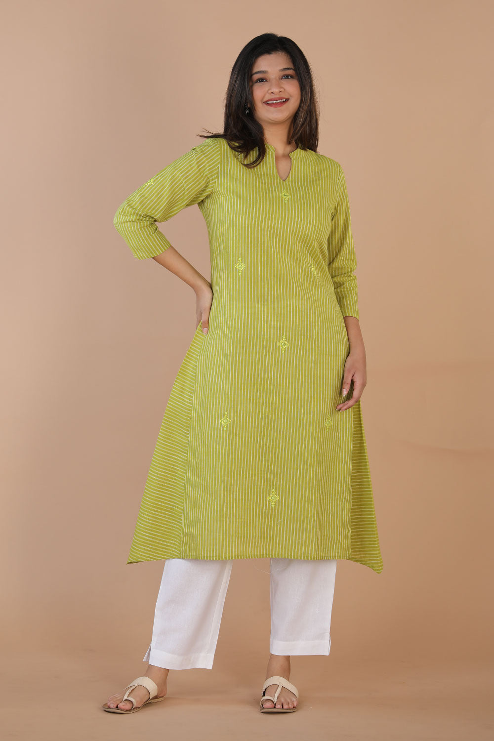 Kalanjali Ethnics Ethnic woven striped kurti – Women's, Green