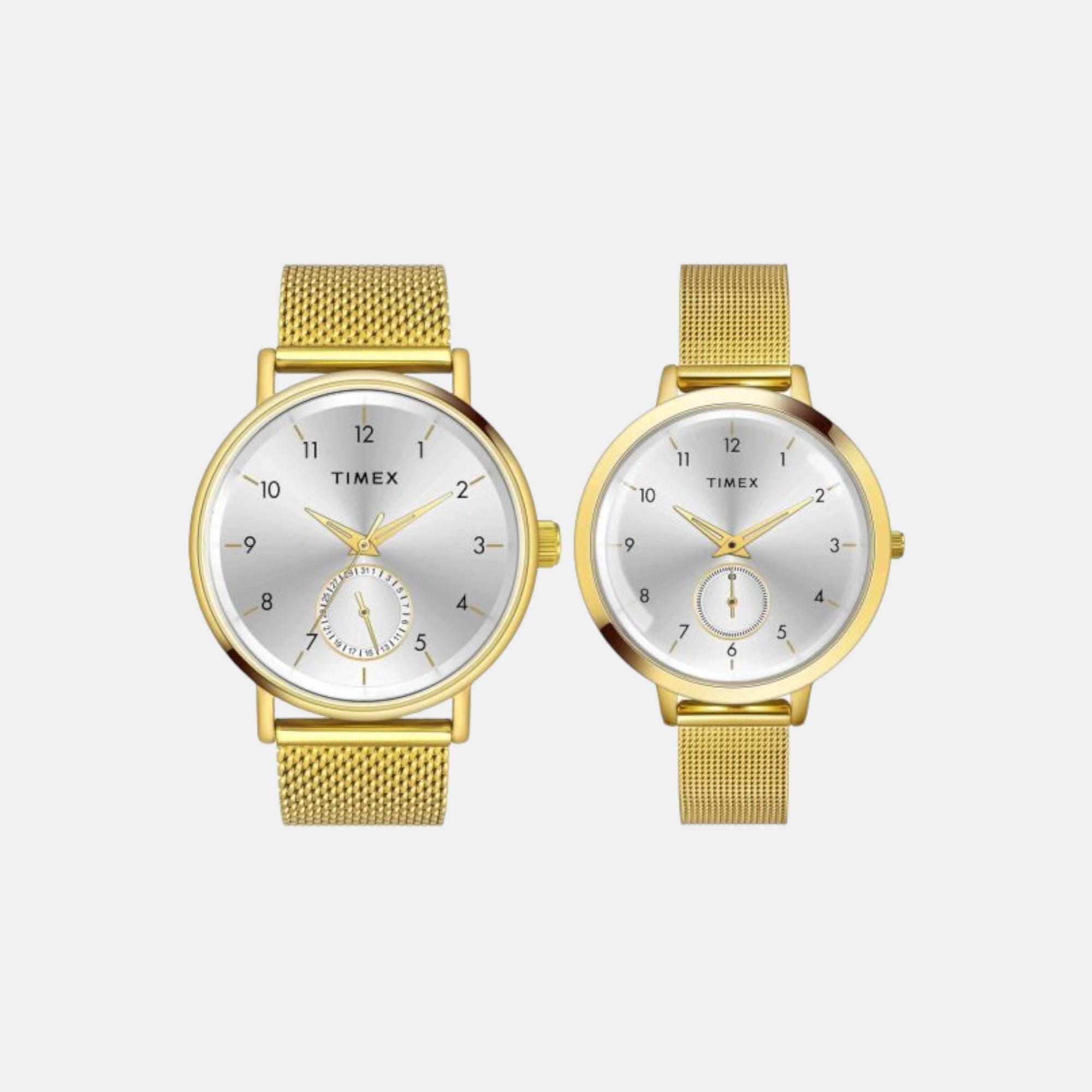 Timex Fashion Couple Quartz Silver Dial Analog Stainless Steel Watch TW00PR292