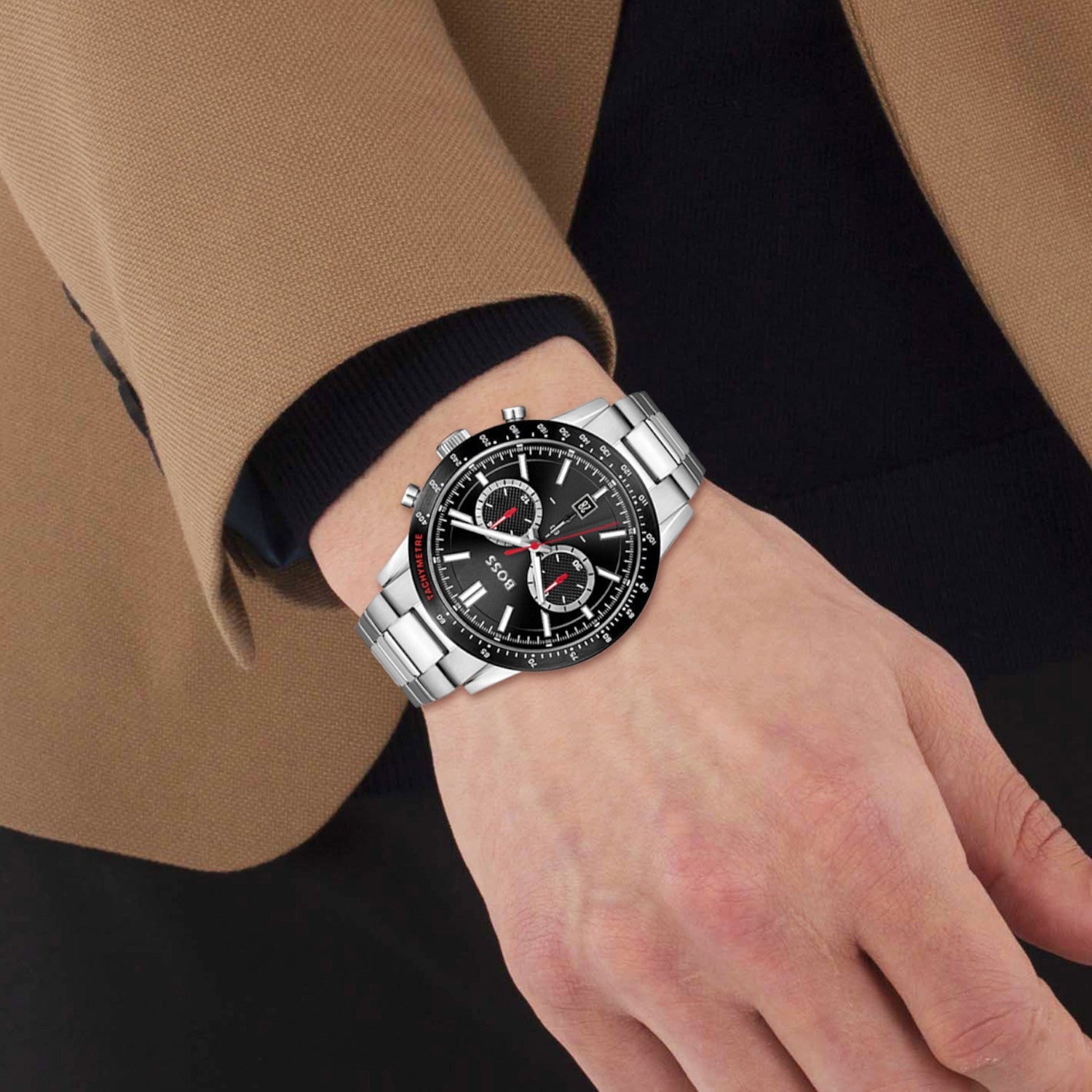 Boss Allure Men Quartz Black Dial Chronograph Stainless Steel Watch 1513922 - view 4