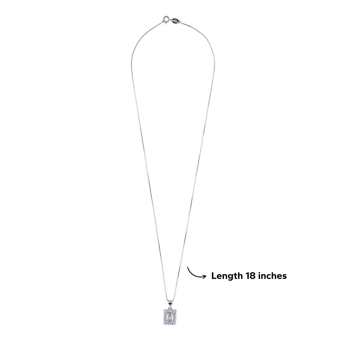 Prinjal Jewellers Silver Set Chain Rectangular Pendant with Earrings with Stones for Women - view 7