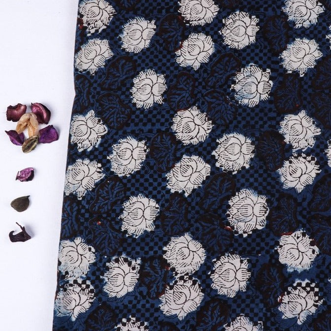 BAGRU DABU PRINTS Blue - Dabu Bagru Block Print Cotton Fabric - view 2
