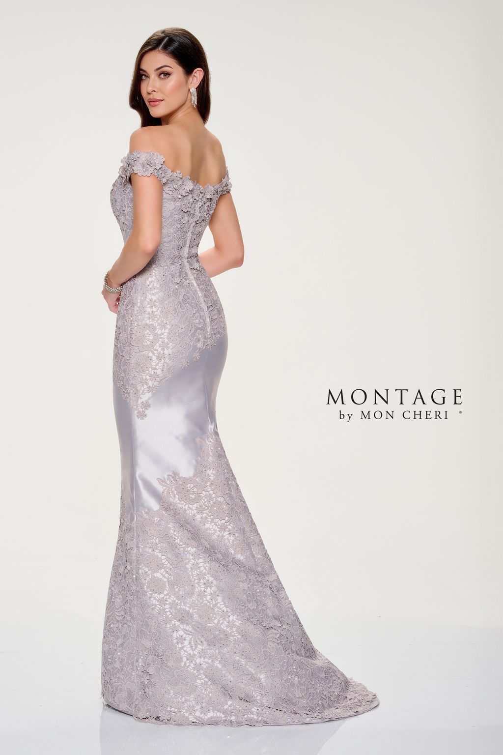 Montage M846 Long Evening Fitted Mermaid Floral Formal Dress - view 2