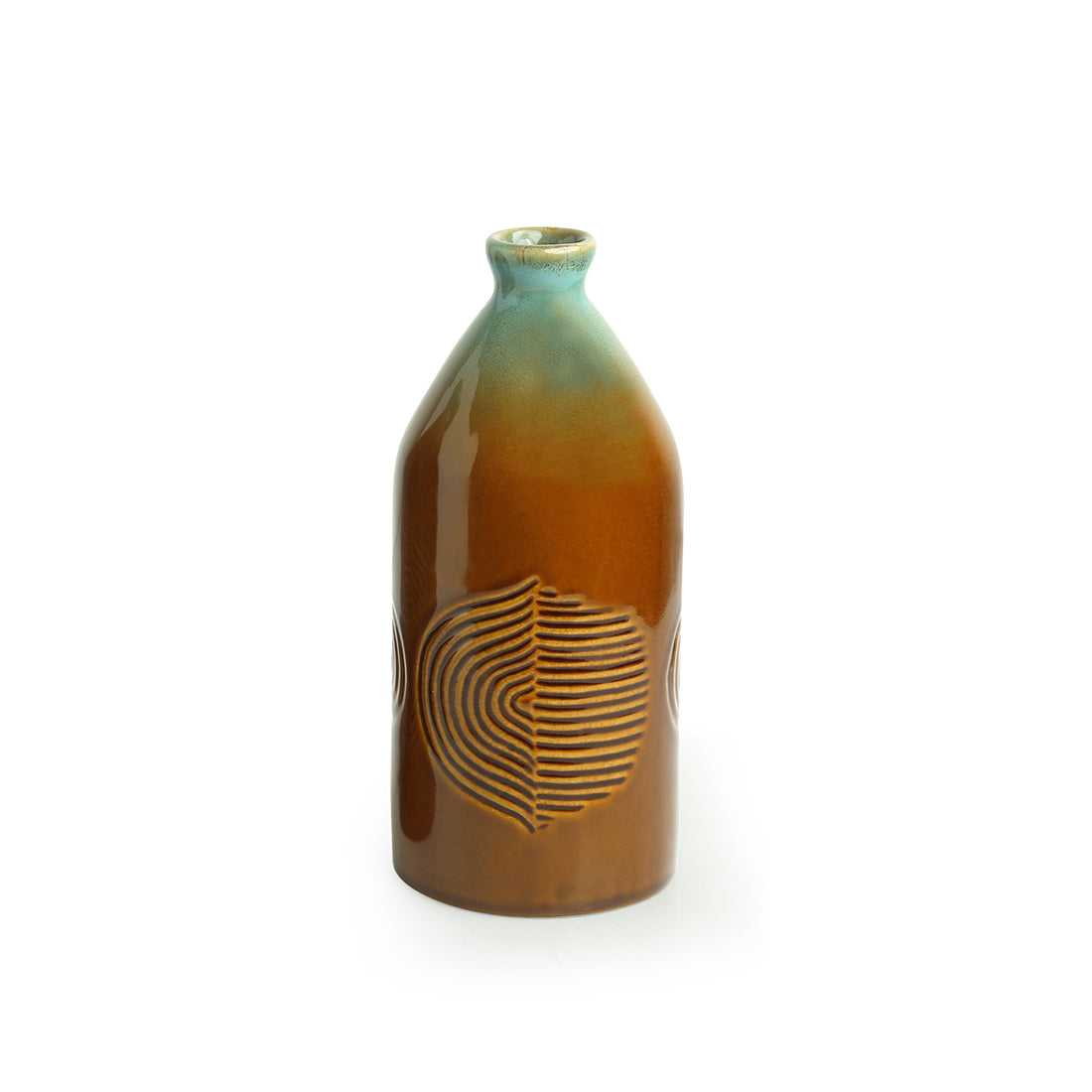 EXCLUSIVELANE 'Peacock Boulevard' Hand-Engraved Ceramic Vase (8 Inch) - view 2