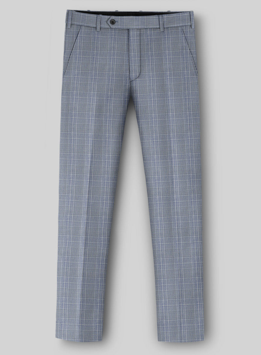 StudioSuits Napolean Canzo Glen Light Blue Wool Pants