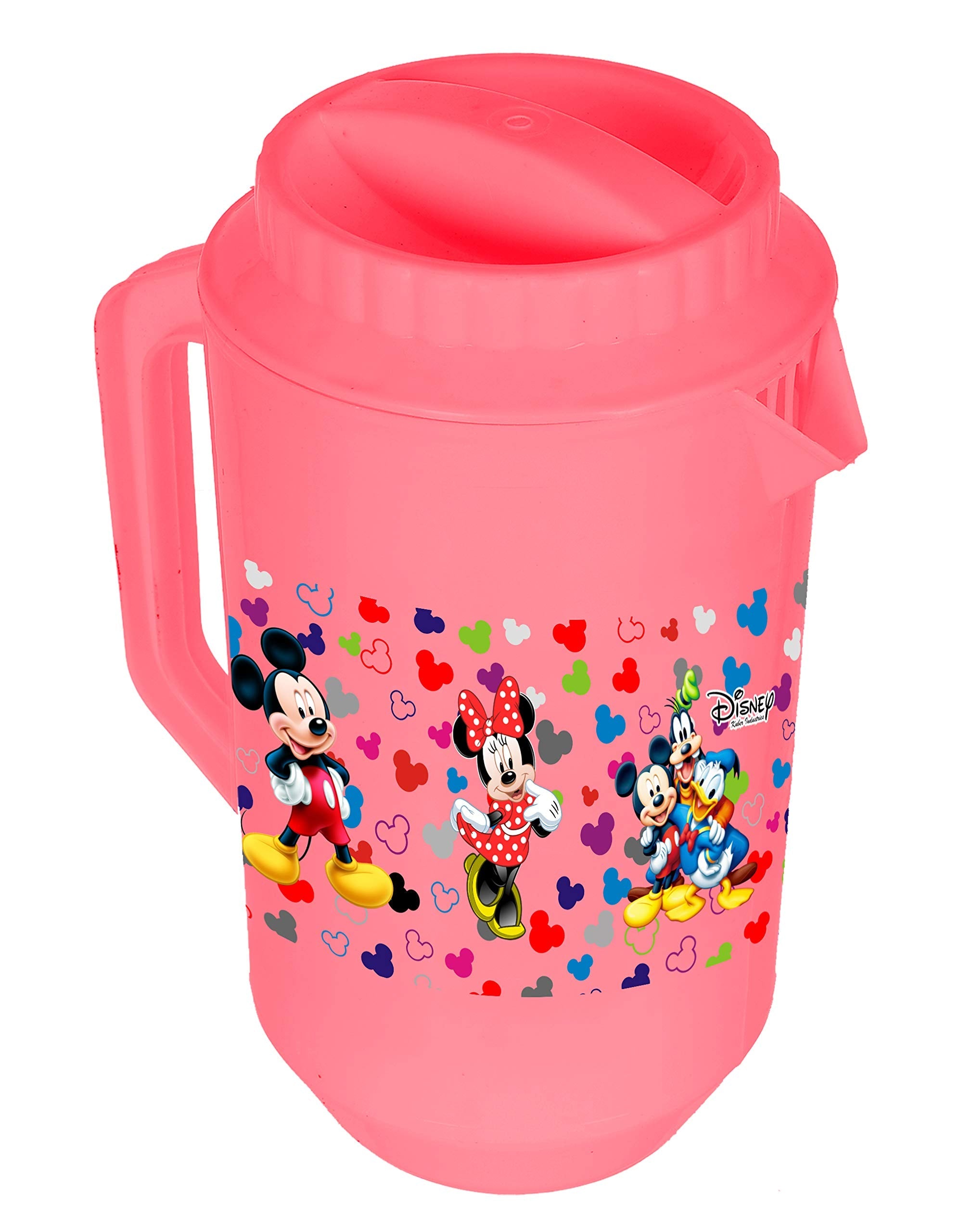 Heart Home Mickey & Friends Print Unbreakable Plastic Water Jug with Lid for Home, Kitchen, Office 2 Liter Pack of 3 (Pink) - view 2