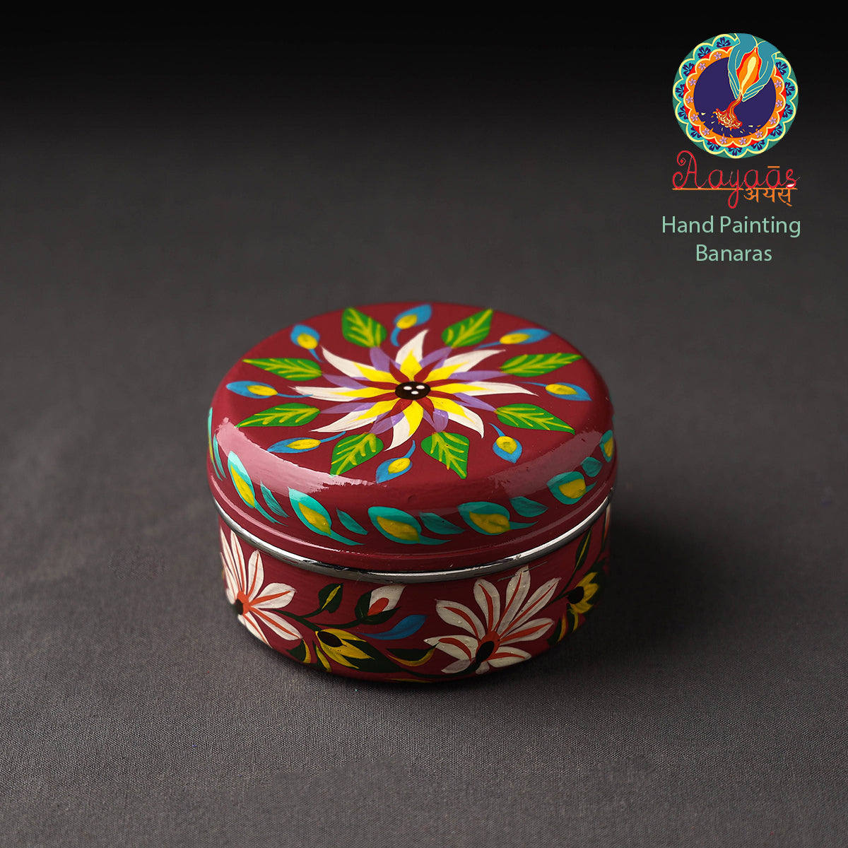 AAYAAS Banaras Handpainted Stainless Steel Multi Utility Container