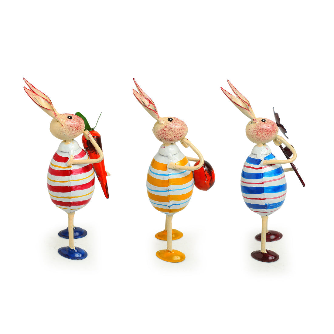 EXCLUSIVELANE 'The Rabbit Trio' Handpainted Garden Decorative Showpieces In Iron (Set of 3, 7 Inch) - view 4