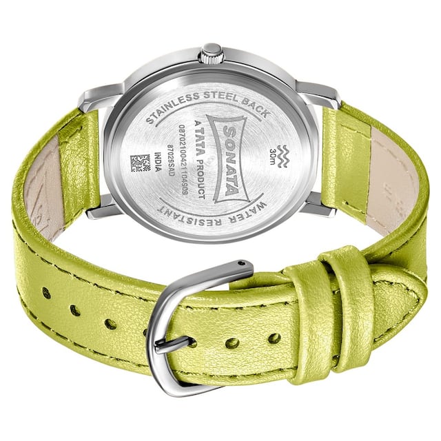 Sonata Play White Dial & Green Leather Strap - view 3
