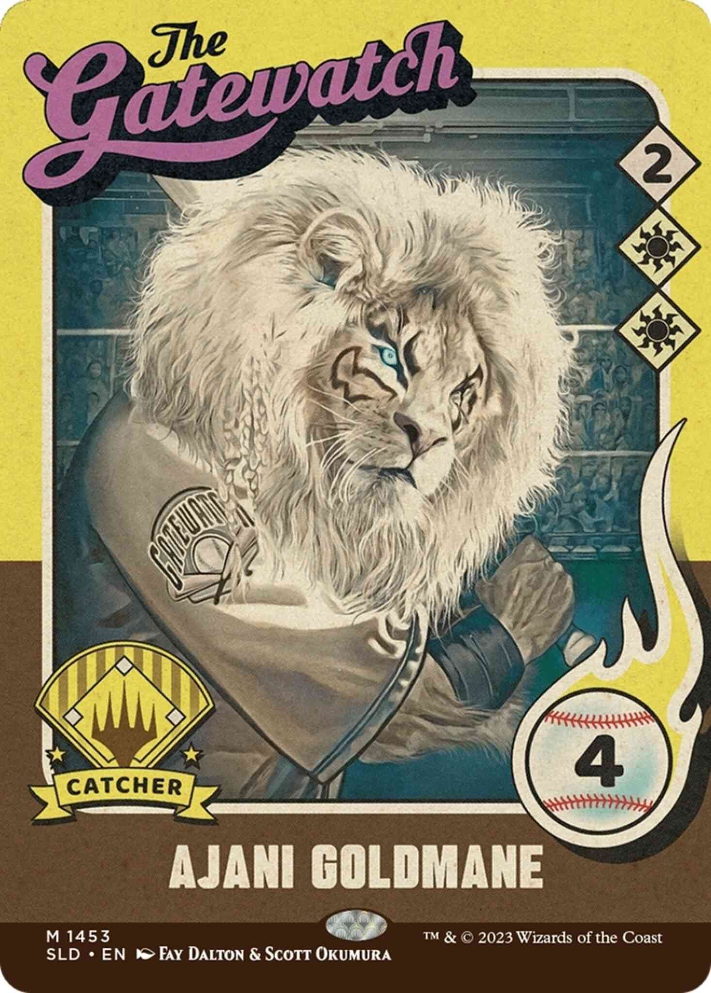 1453 borderless magic – Ajani Goldmane // Ajani Goldmane [1453] [Borderless] [Magic: The Baseballing] [Secret Lair Drop] [Non-Foil]