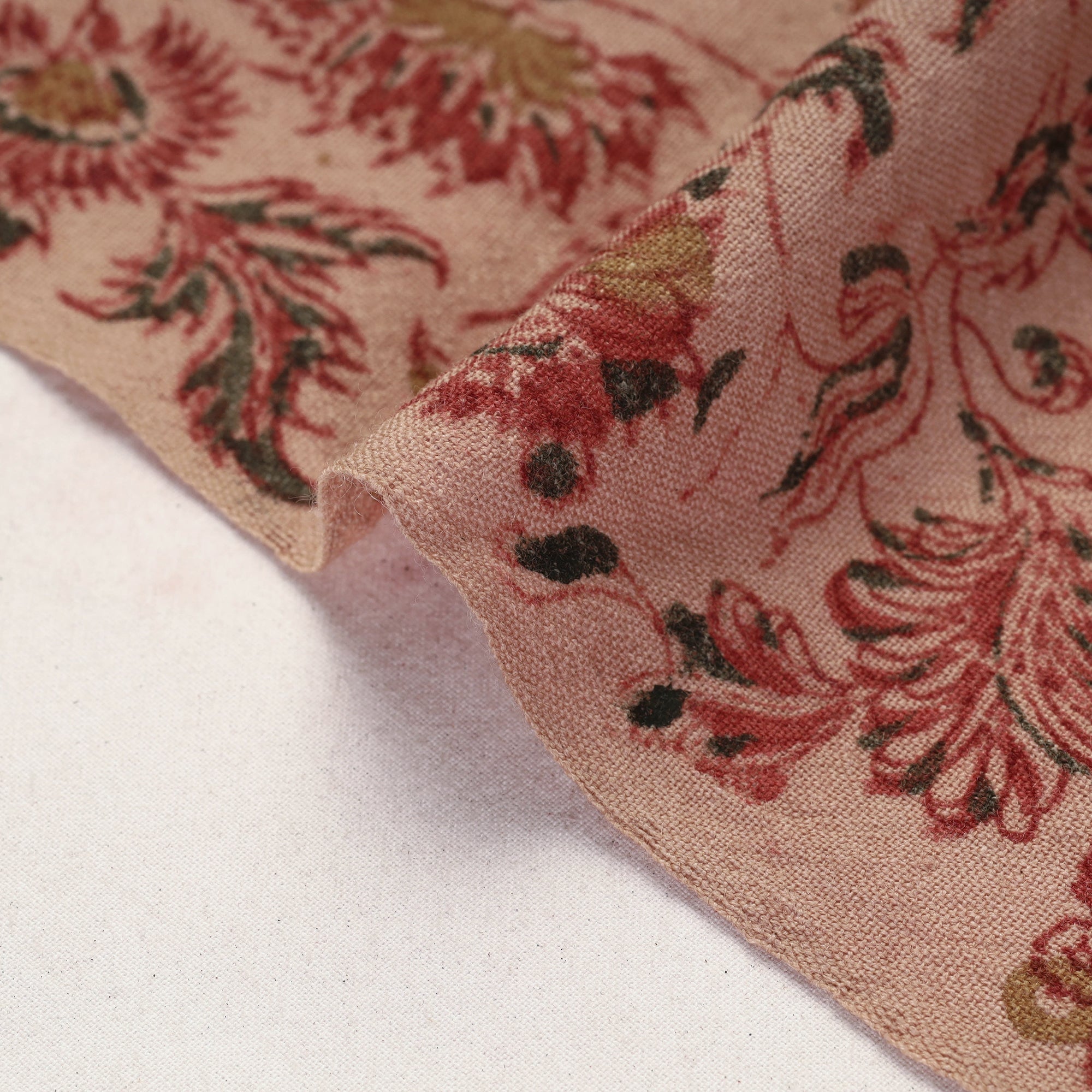 PITCHUKA SRINIVAS KALAMKARI PEDANA Brown - Pedana Kalamkari Block Print Handwoven Wool Fabric - view 5