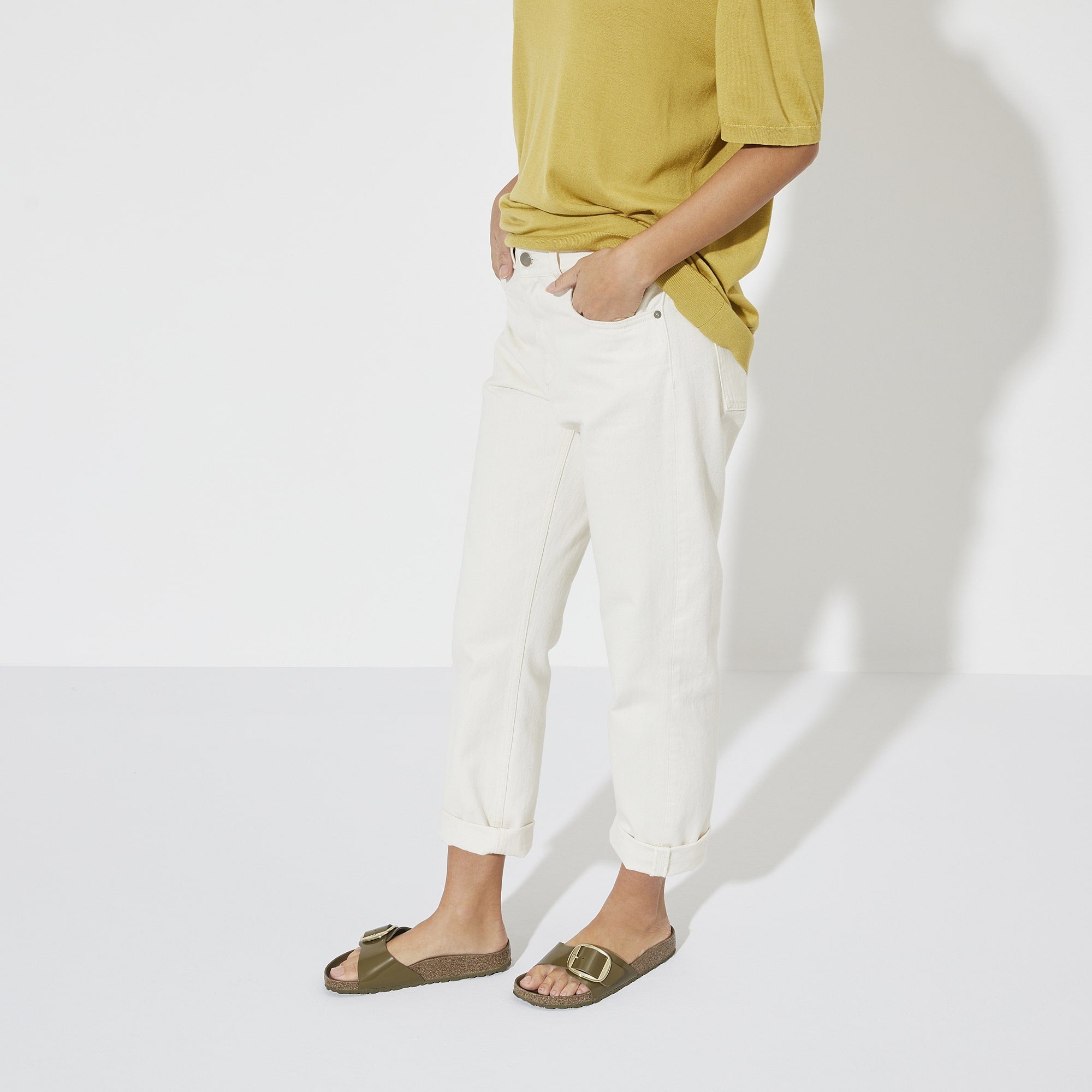 Birkenstock Madrid Big Buckle Natural Leather Patent - view 6
