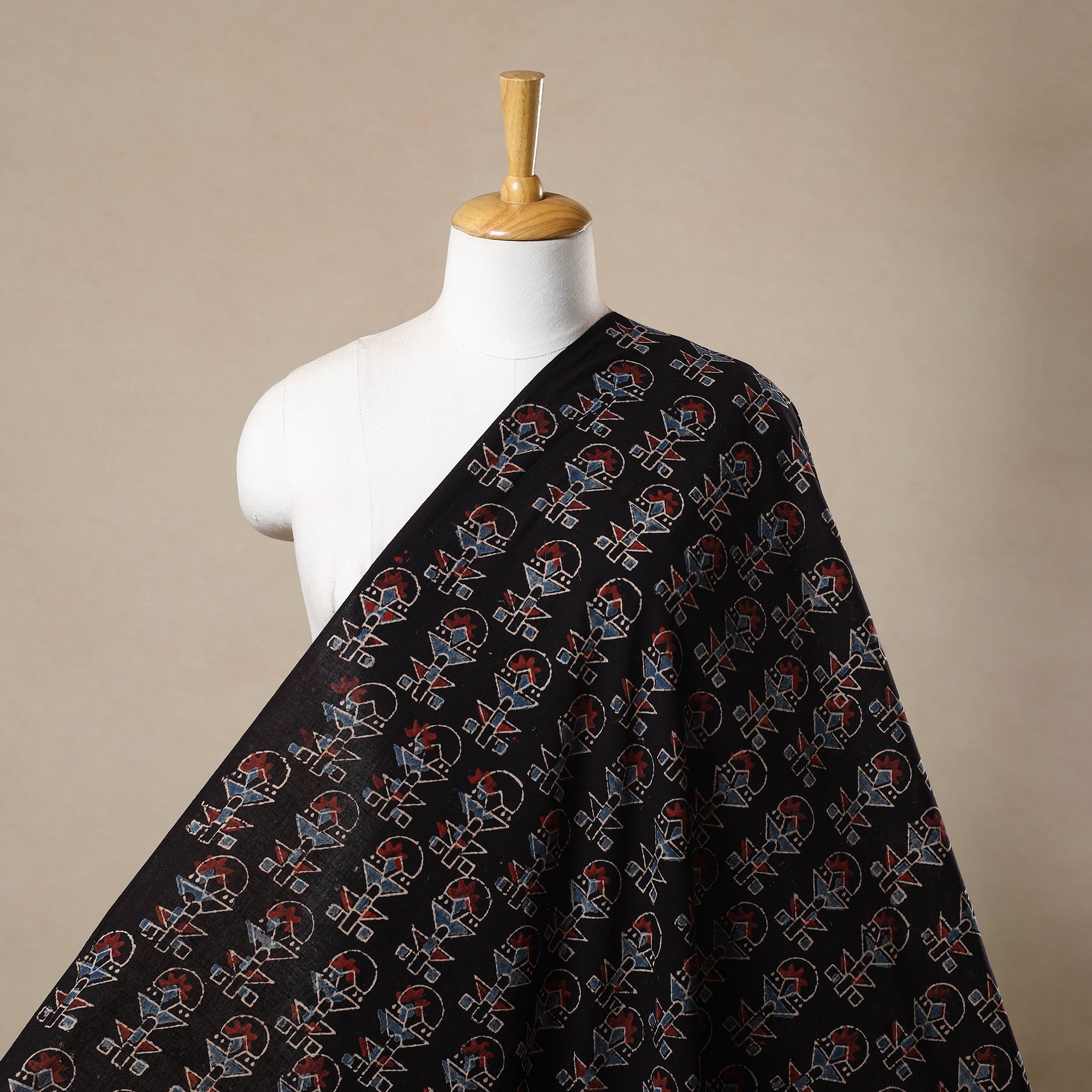 KACHCHH JI CHHAAP Black - Block Print Cotton Natural Dyed Ajrakh Fabric 39
