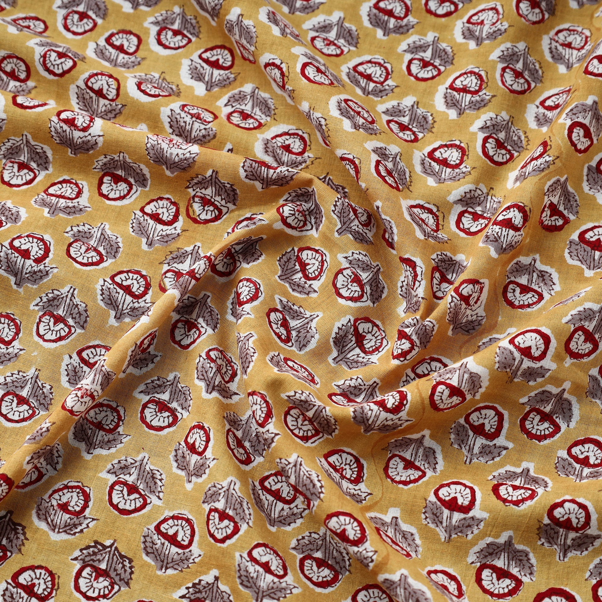 ARTISAN HAND BLOCK PRINTS Brown - Pure Cotton Sanganeri Print Fabric 15 - view 3