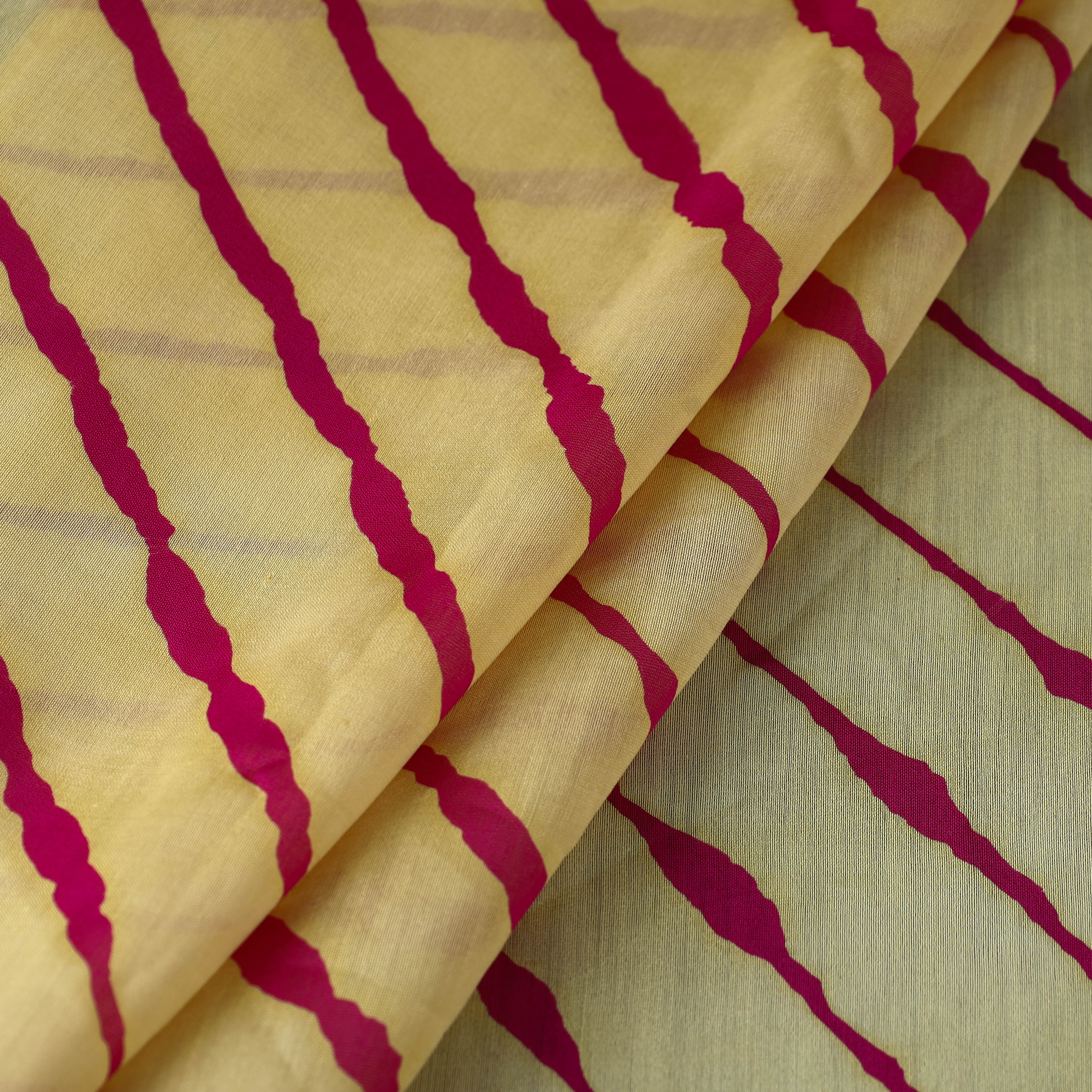 LEHARIYA BY BADSHAH MIYAN Beige - Handloom Chanderi Silk Tie-Dye Leheriya Fabric 19 - view 2