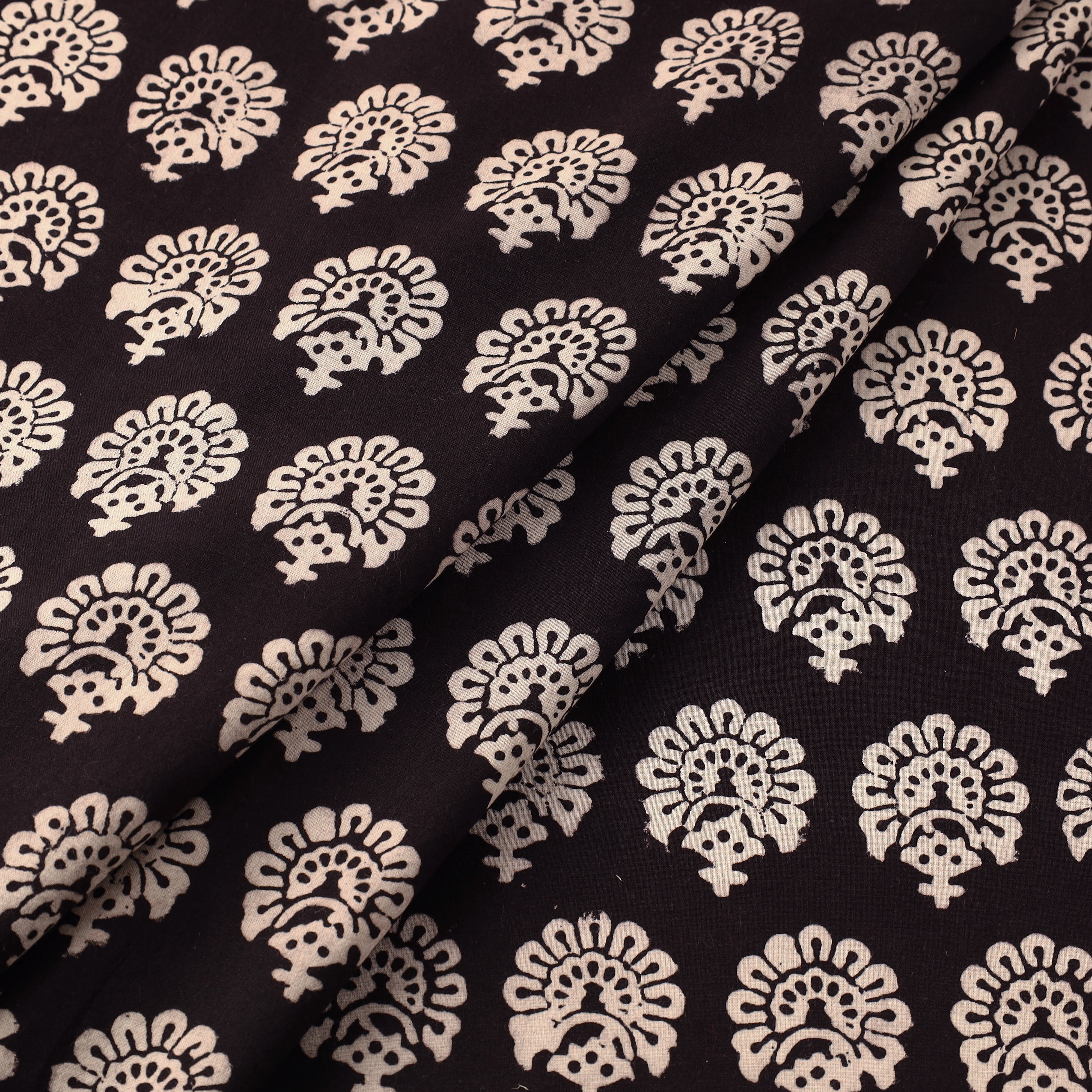 BAGH PRINTS BY MOHAMMED RAFIK KHATRI Black - Bagh Hand Block Printed Cotton Fabric - view 2