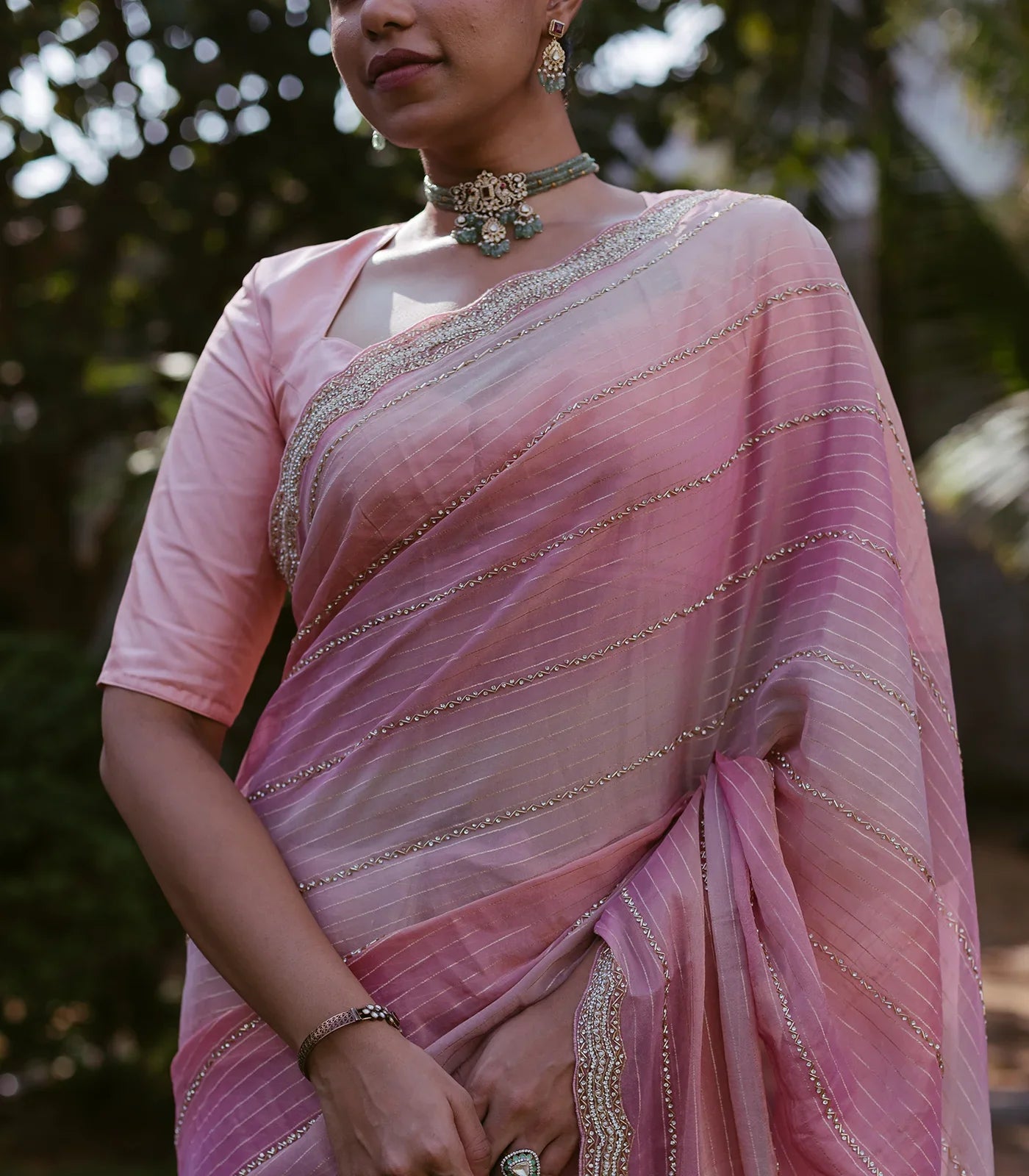 RmKV Multi Colour Woven Tissue Saree With Embroidery Stripes - view 3
