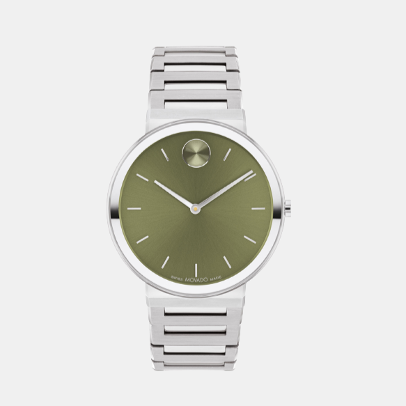 Movado Bold Men Quartz Green Dial Analog Stainless Steel Watch 3601074
