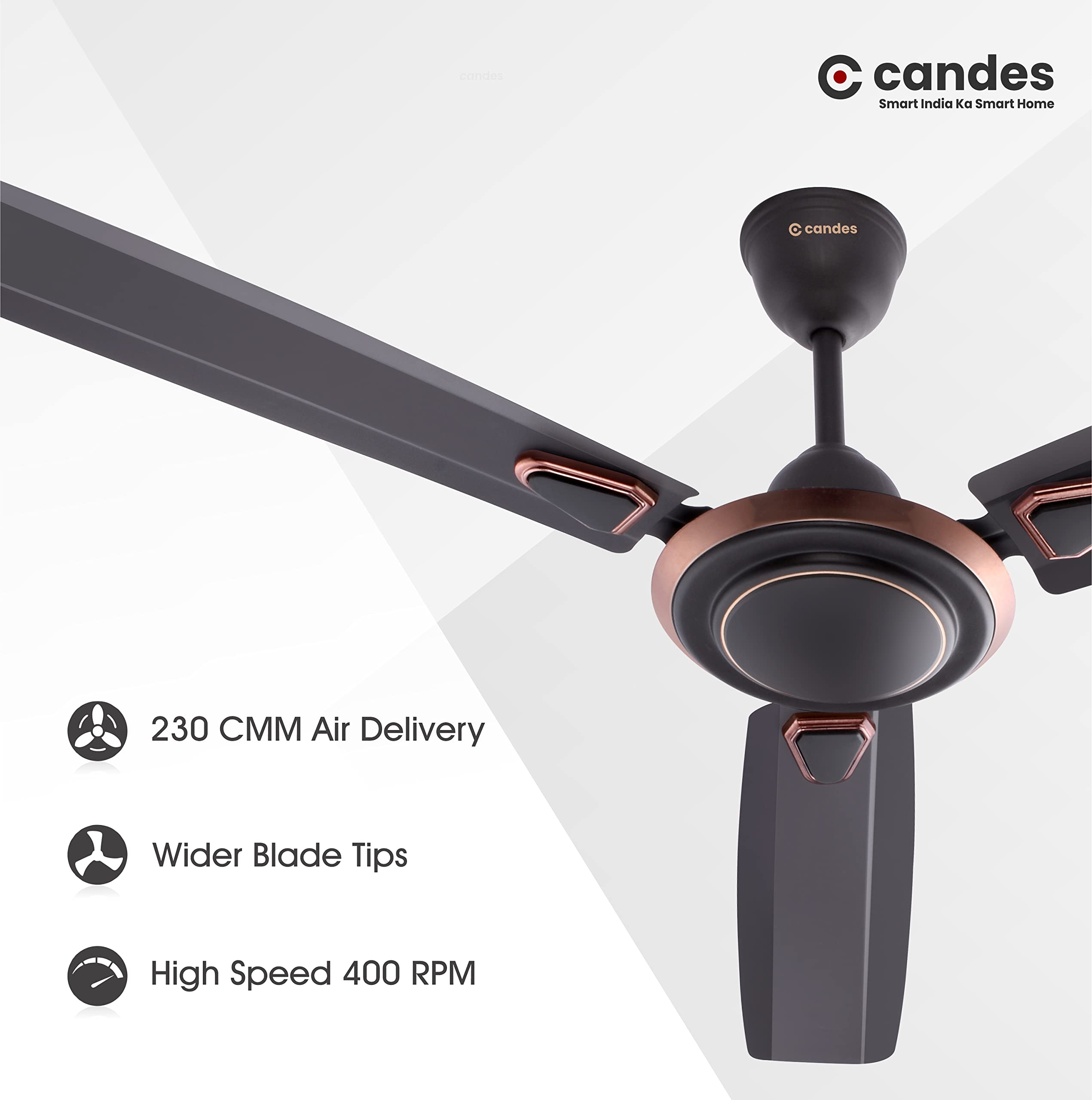 Candes Breeza 1200mm/48 inch High Speed Anti dust Decorative 5 Star Rated Ceiling Fan 400 RPM with 2 Yrs Warranty (Pack of 1,Coffee Brown) (Coffee Bro - view 5