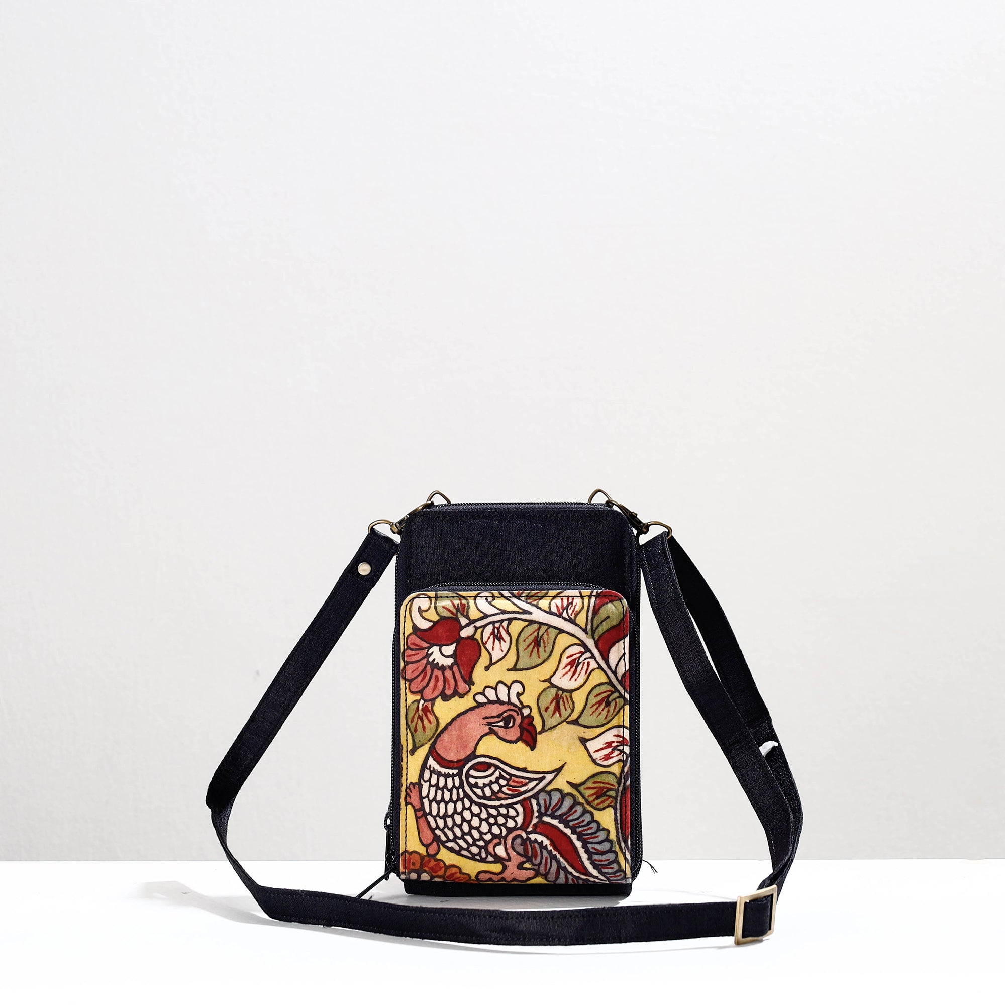 DWARAKA PLUS Black - Handpainted Kalamkari Natural Dyed Ghicha Silk Sling Bag - view 2
