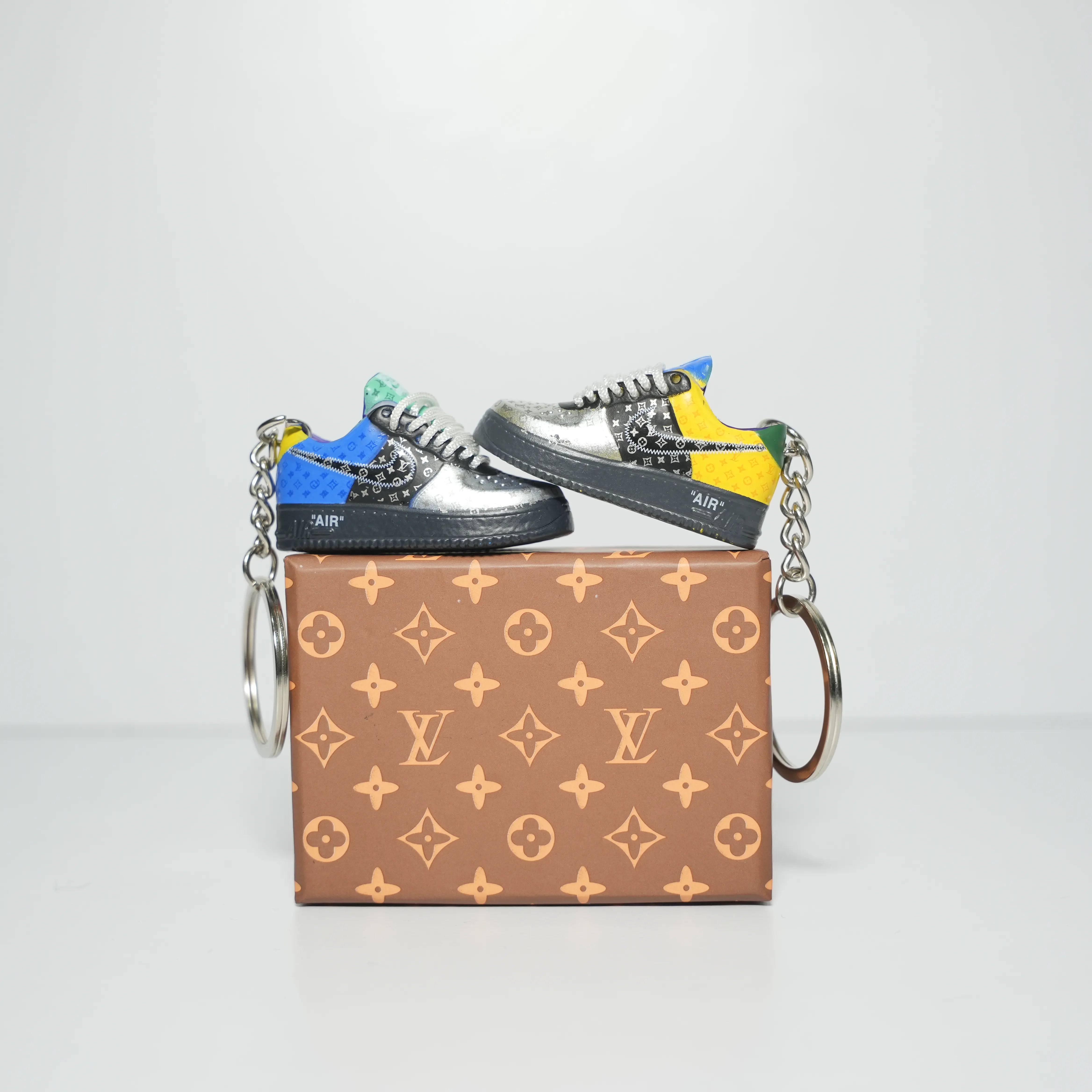 Kicks Machine 3D Sneaker Keychain With Box - AF1 X LV Chrome Toe