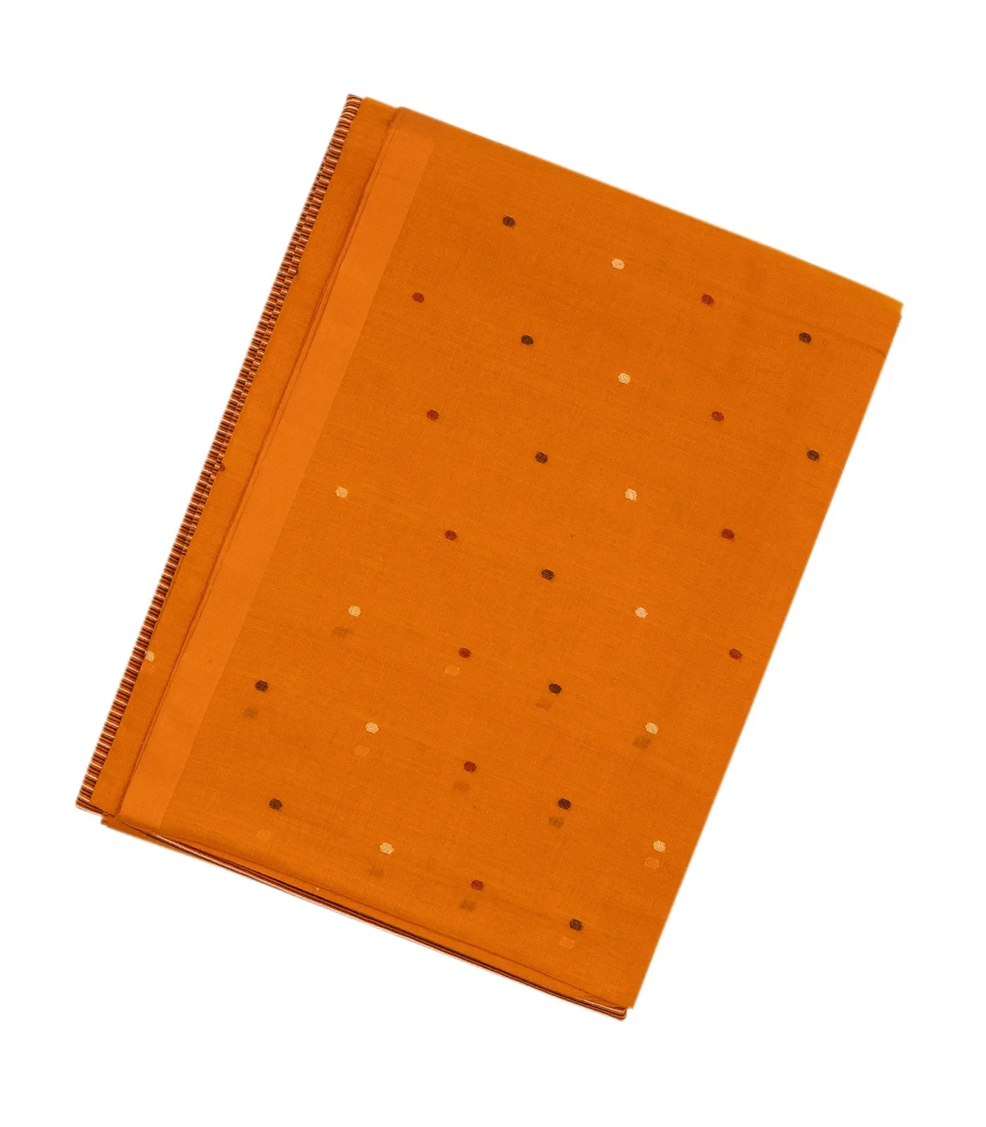 RmKV Orange Handloom Bengal Cotton Saree With Coin Motifs