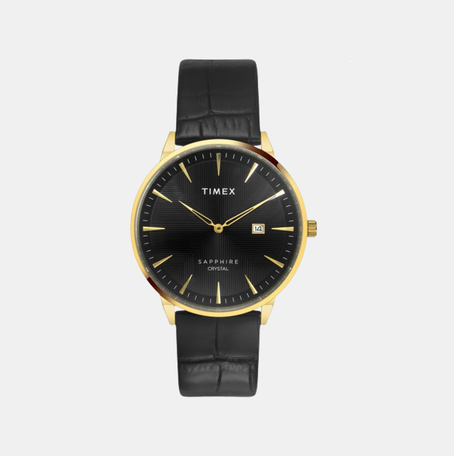 Timex Fashion Men Quartz Black Dial Analog Leather Watch TWEG21901