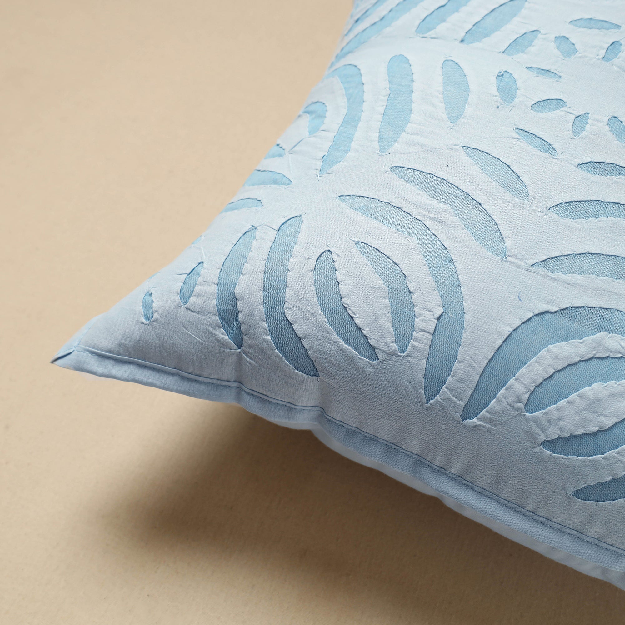 SHADES OF MARUDHARA Blue - Cut Work Cotton Applique Cushion Cover (16 x 16 in) 10 - view 2
