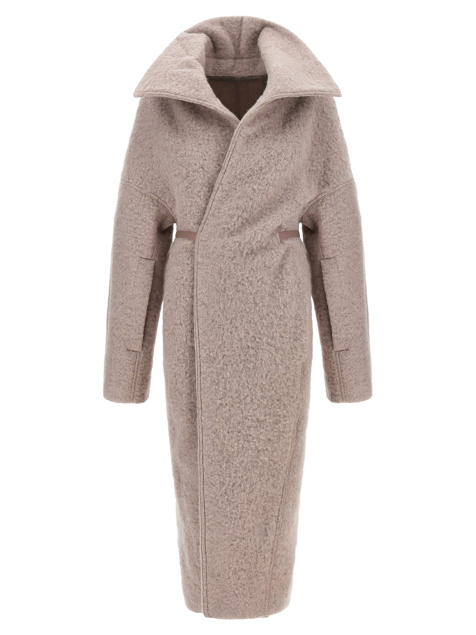 Rick Owens Dracucollar Belted Coat – 63% wa 31% wo 6% nylon