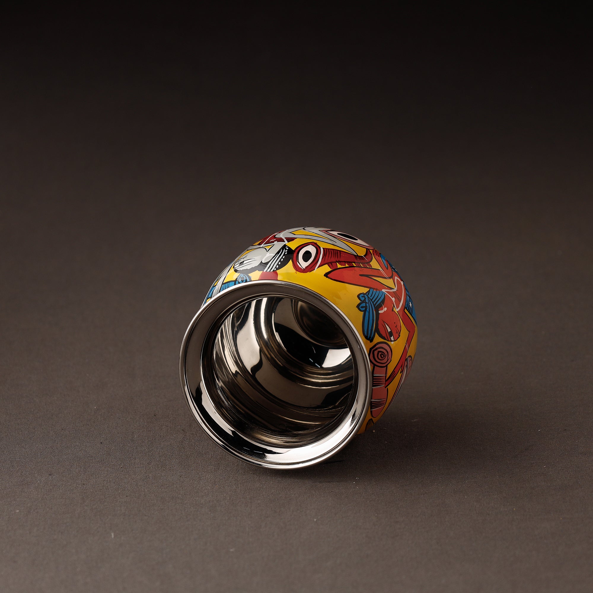 AAYAAS Bengal Patua Handpainted Stainless Steel Lota / Kalash / Container - view 2