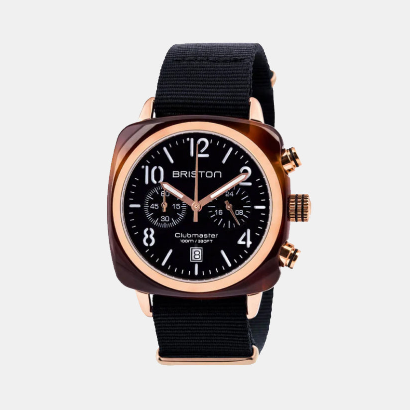 Briston Clubmaster Classic Men Quartz Black Dial Chronograph Nato Watch 14140.PRA.T.1.NB