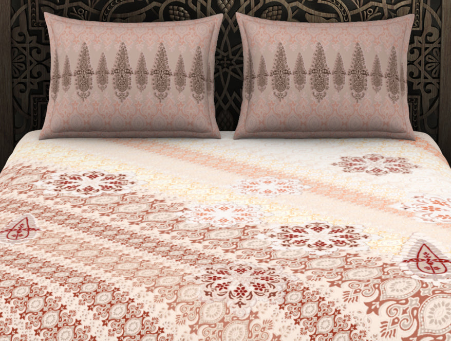 Spaces India Ornate Brown 100% Cotton King Size Bedsheet Rangana Digital - By Spaces - view 5