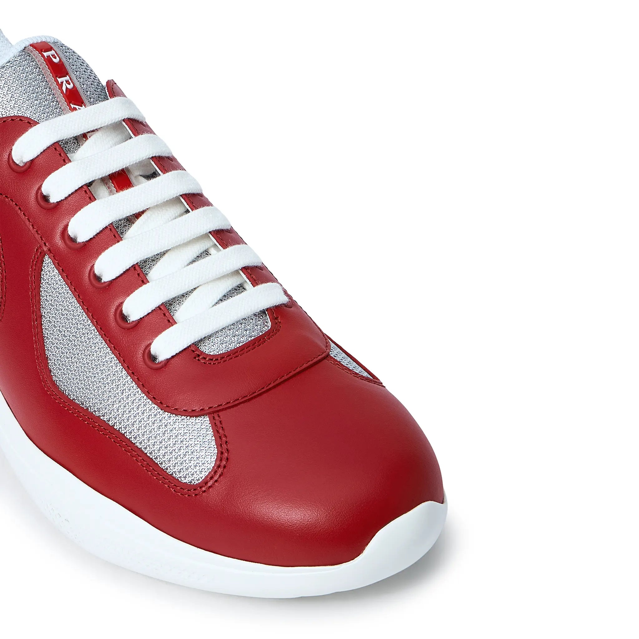 Prada Americas Cup Soft Rubber And Bike Fabric Red Silver Sneaker - view 5