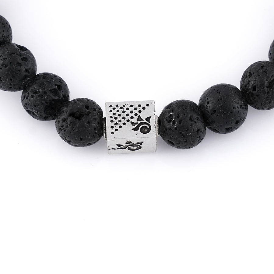 Prinjal Jewellers Lava Stone with Om Namah Shivay Silver Beads Bracelet - view 6