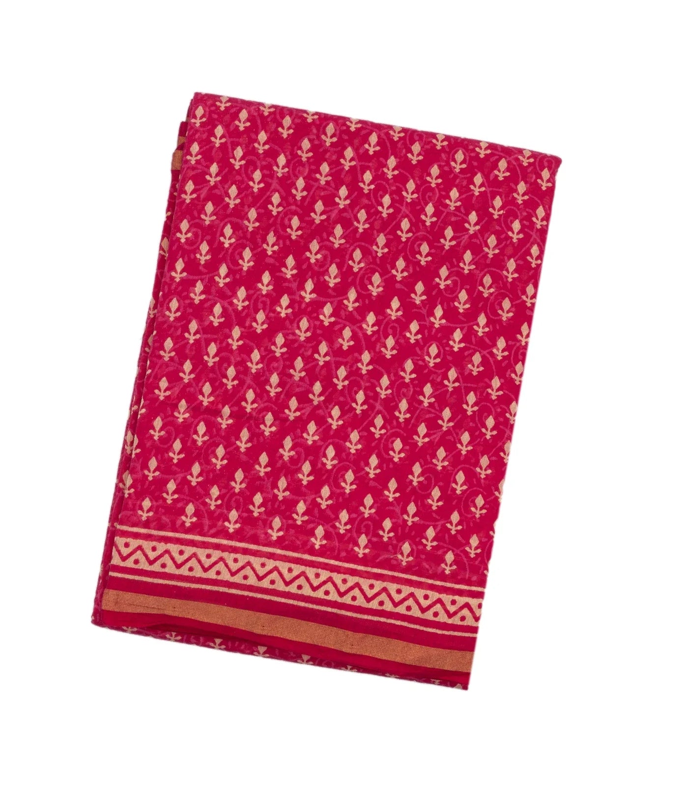 RmKV Pink Woven Jaipur Cotton Saree With Printed Floral Motifs