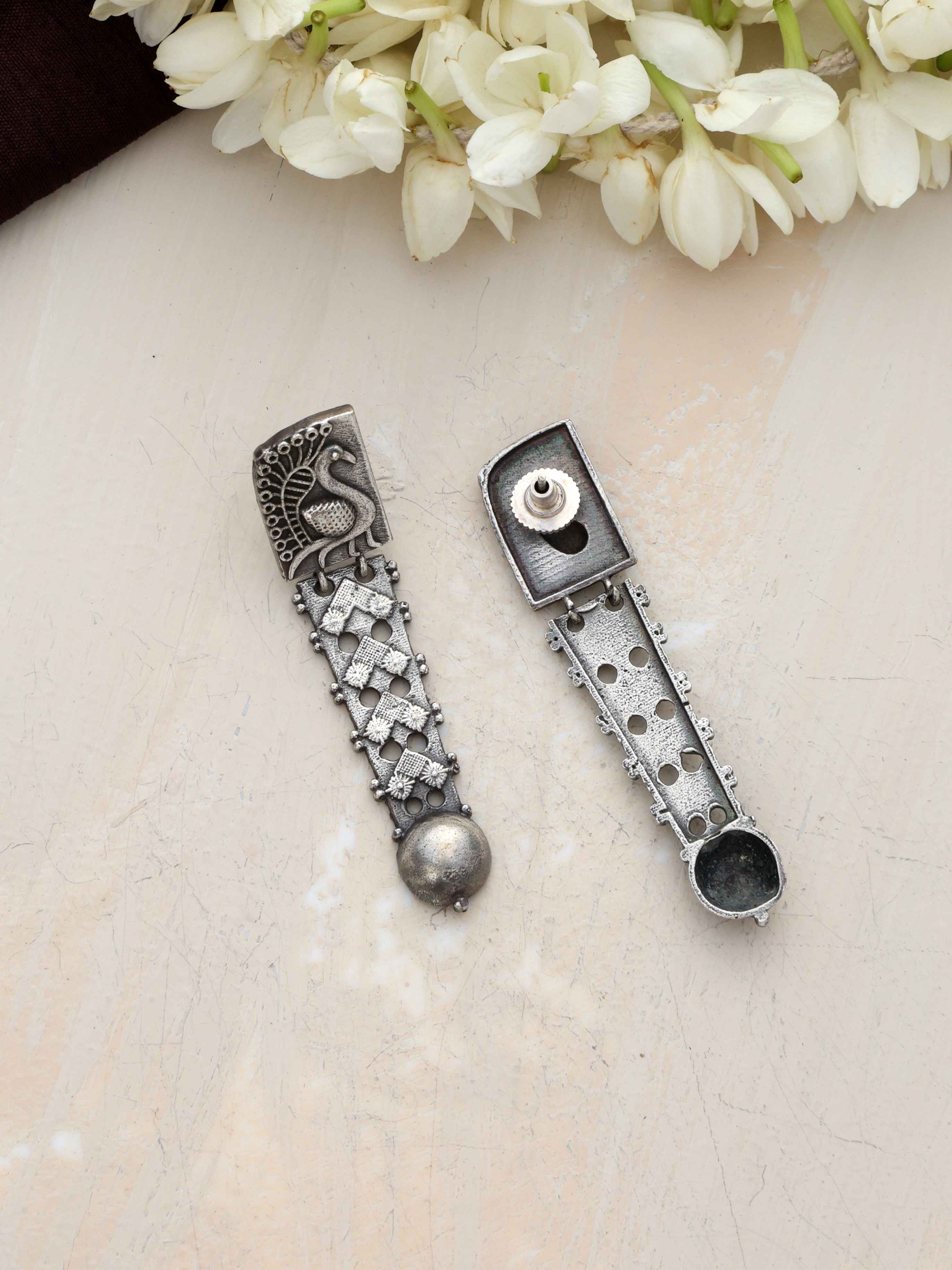 trueBrowns Silver Tone Flamingo Dangle Earrings - view 5