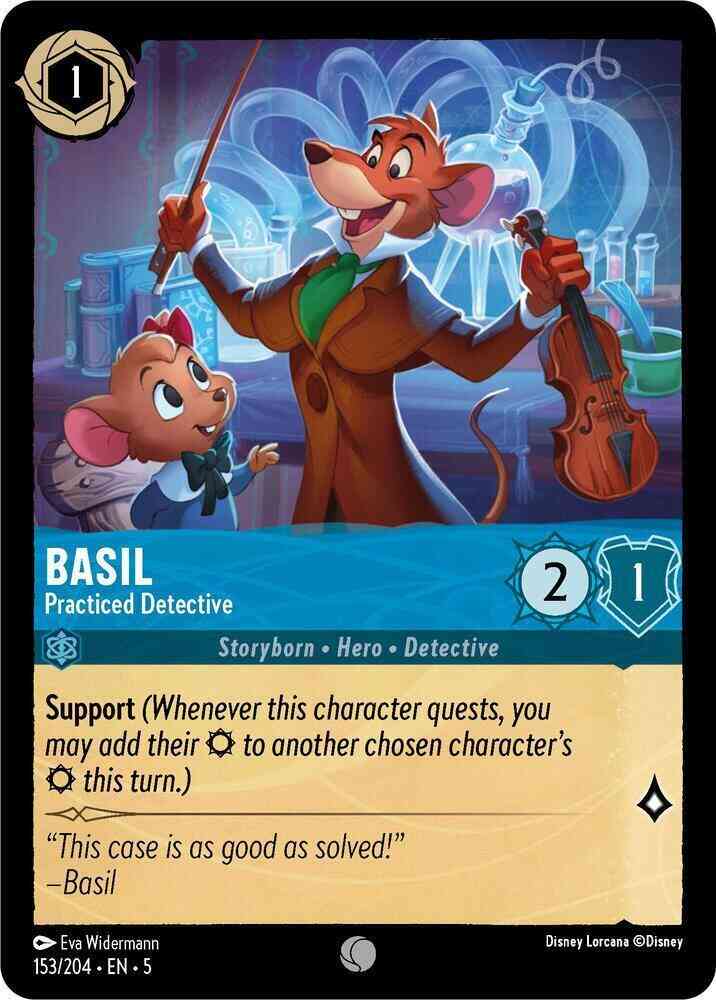 204 shimmering skies – Lorcana Basil - Practiced Detective - 153/204 [Shimmering Skies] [Non-Foil]