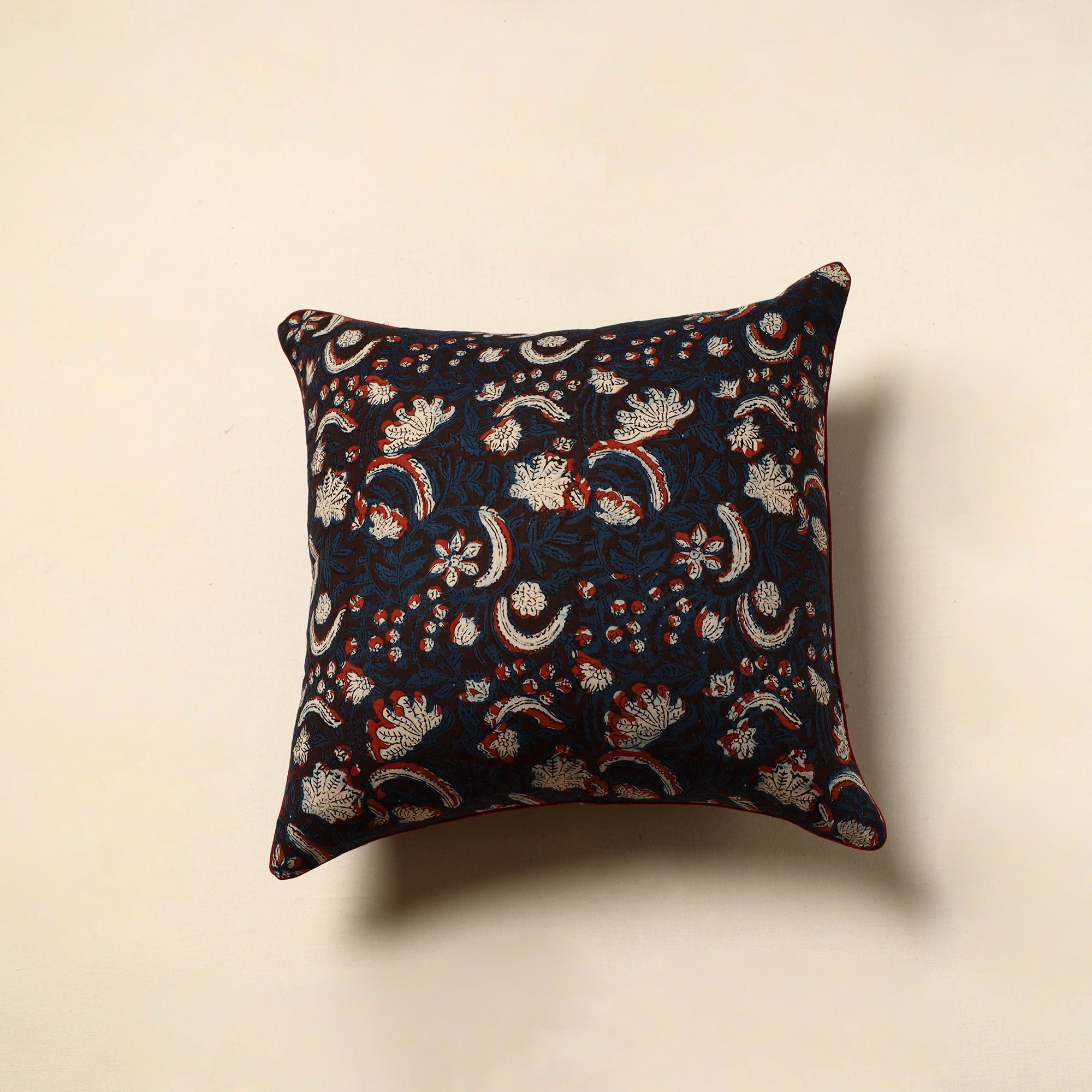 NOORI BAZAR Blue - Cotton Block Printed Bagru Cushion Cover (16 x 16 in) 14