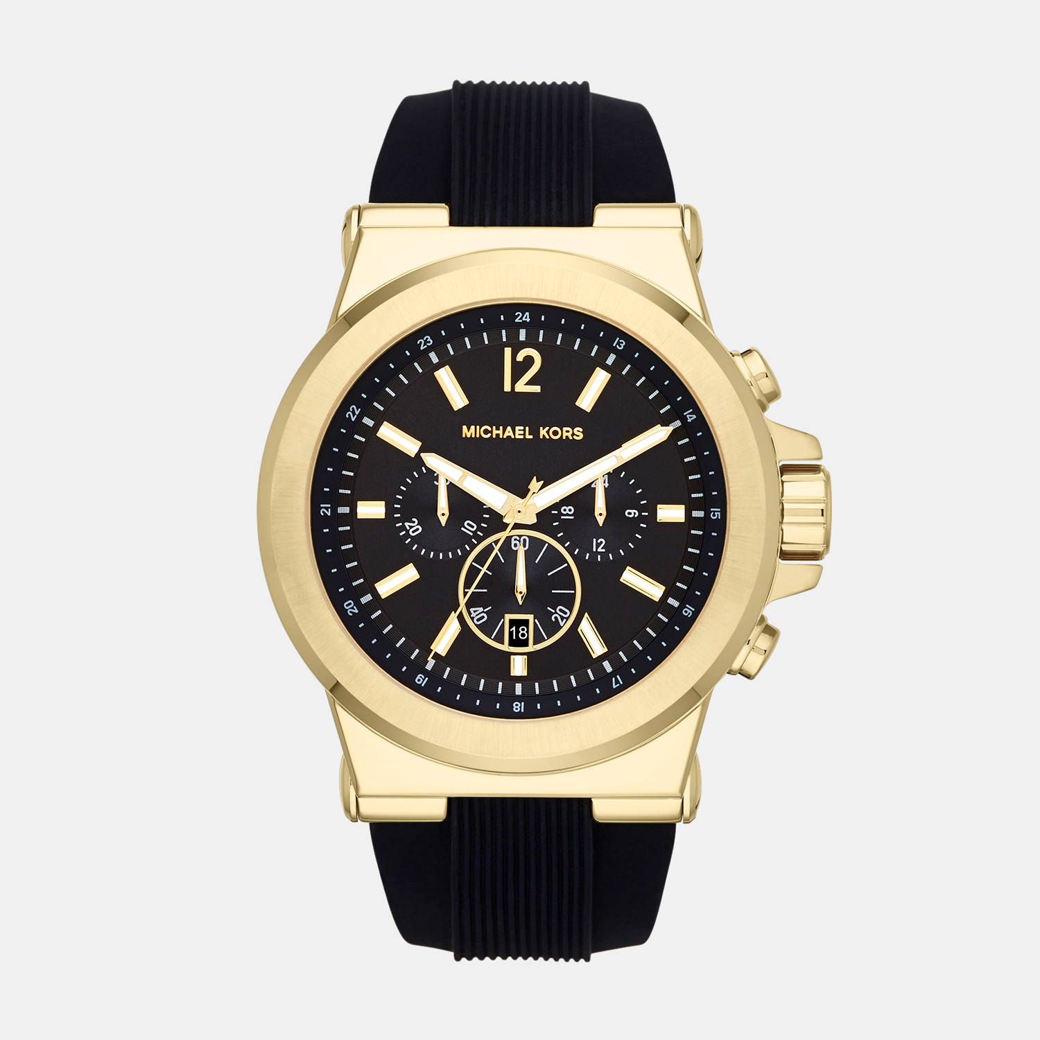 Michael Kors Dylan Men Quartz Black Dial Chronograph Silicone Watch MK8325