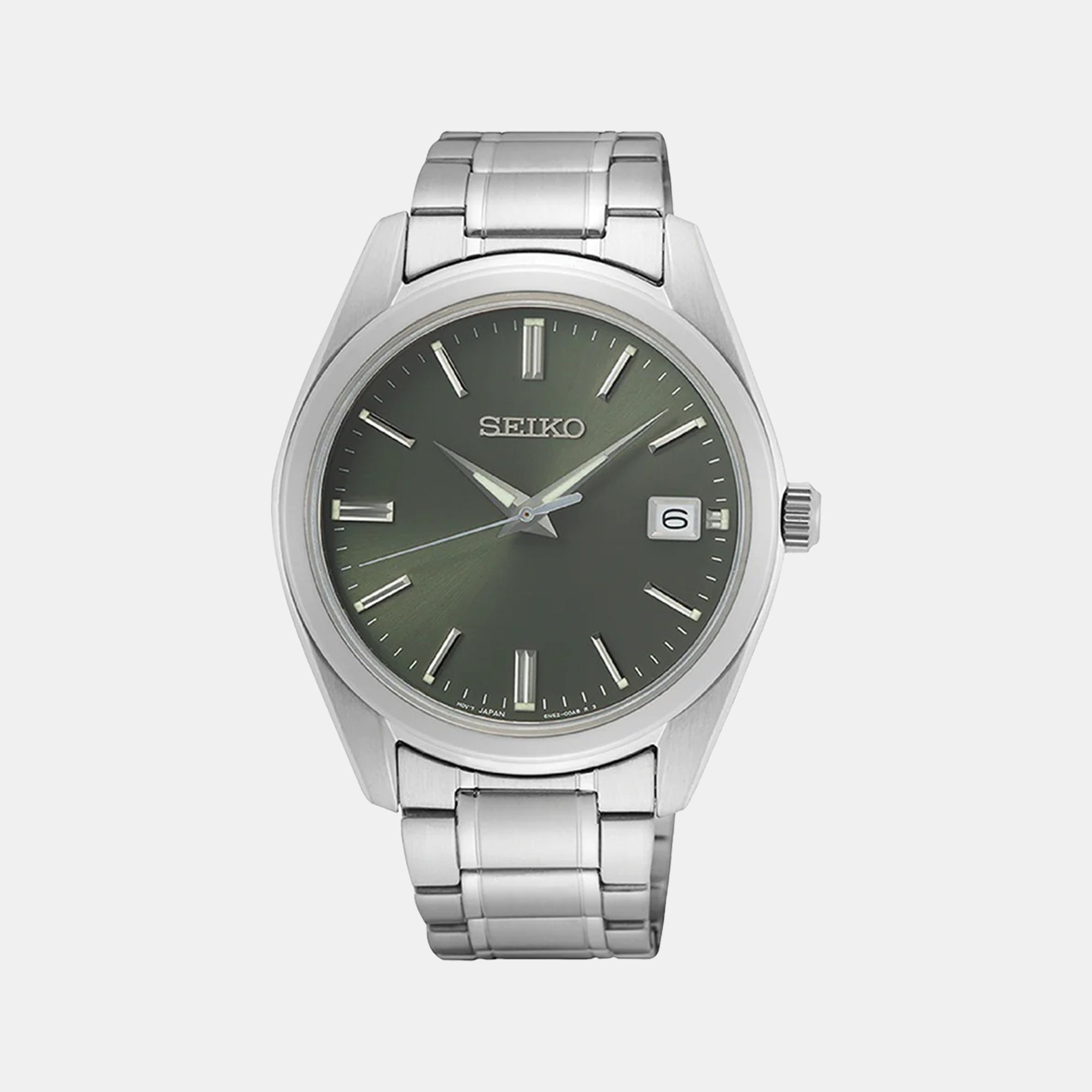 Seiko Dress Men Quartz Green Dial Analog Stainless Steel Watch SUR527P1