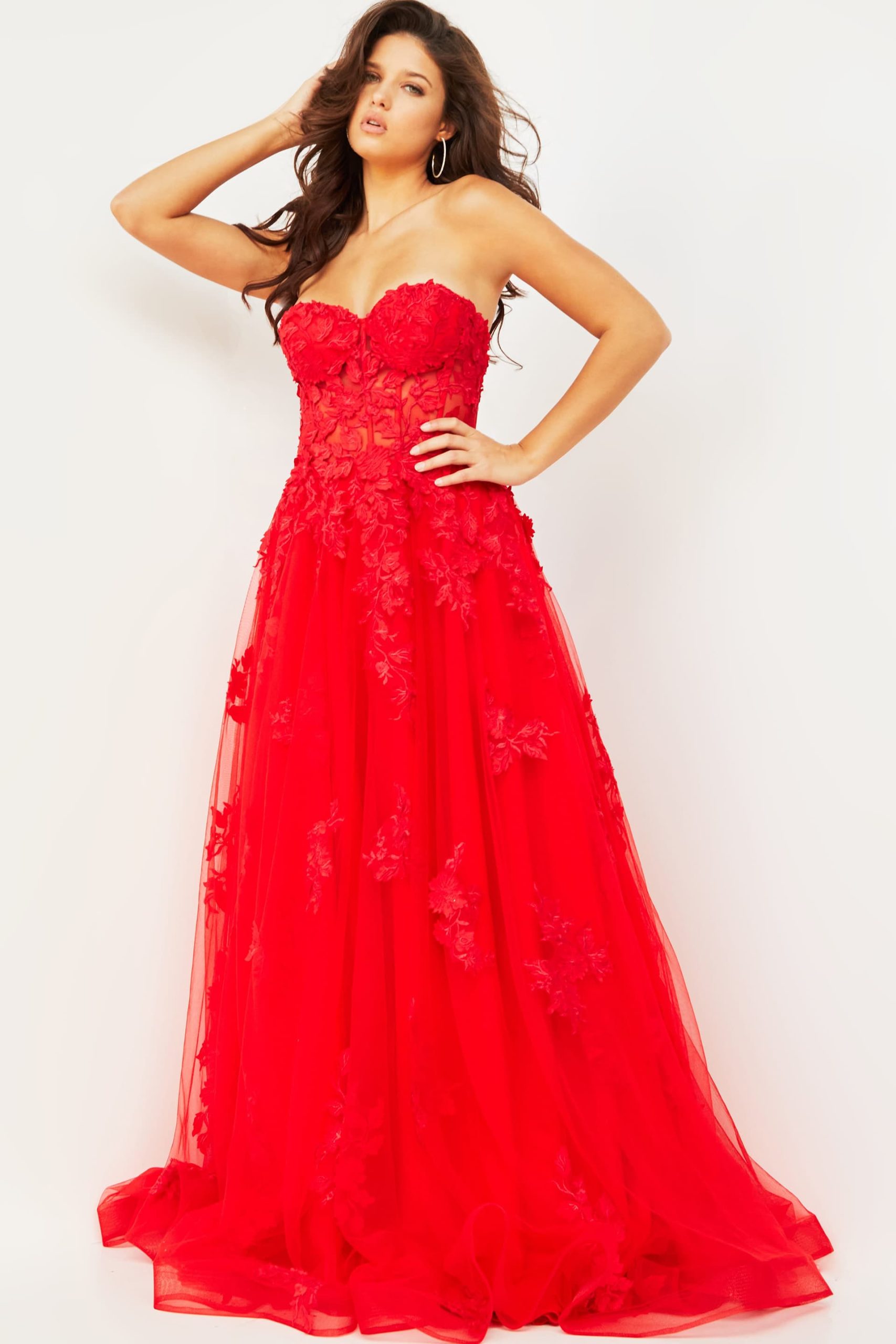Embroidered Strapless A-line Gown by Jovani 07901 - view 3