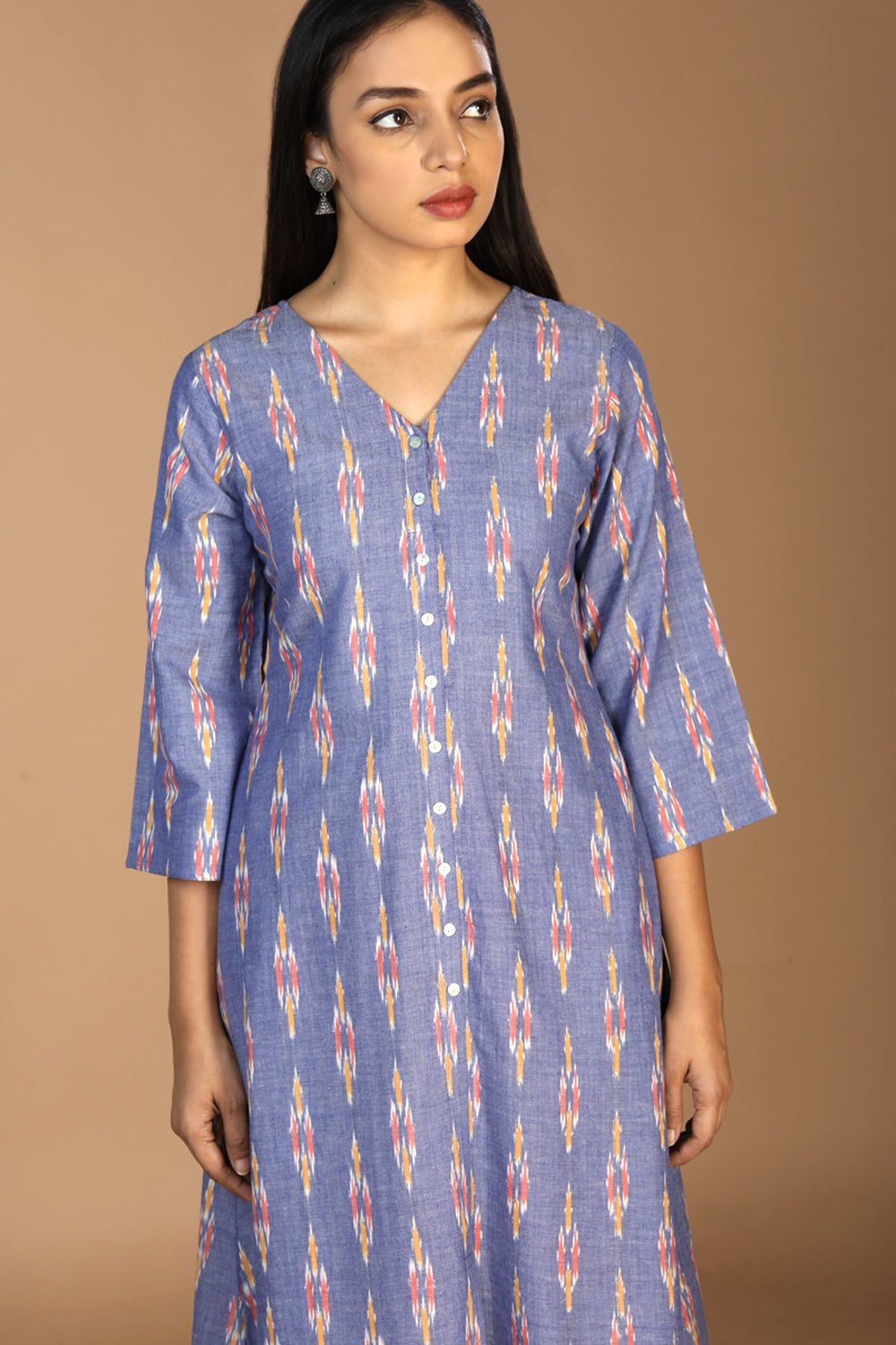 Kalanjali Ethnics Cotton Ikat kurti – Women's, COBALT BLUE - view 7