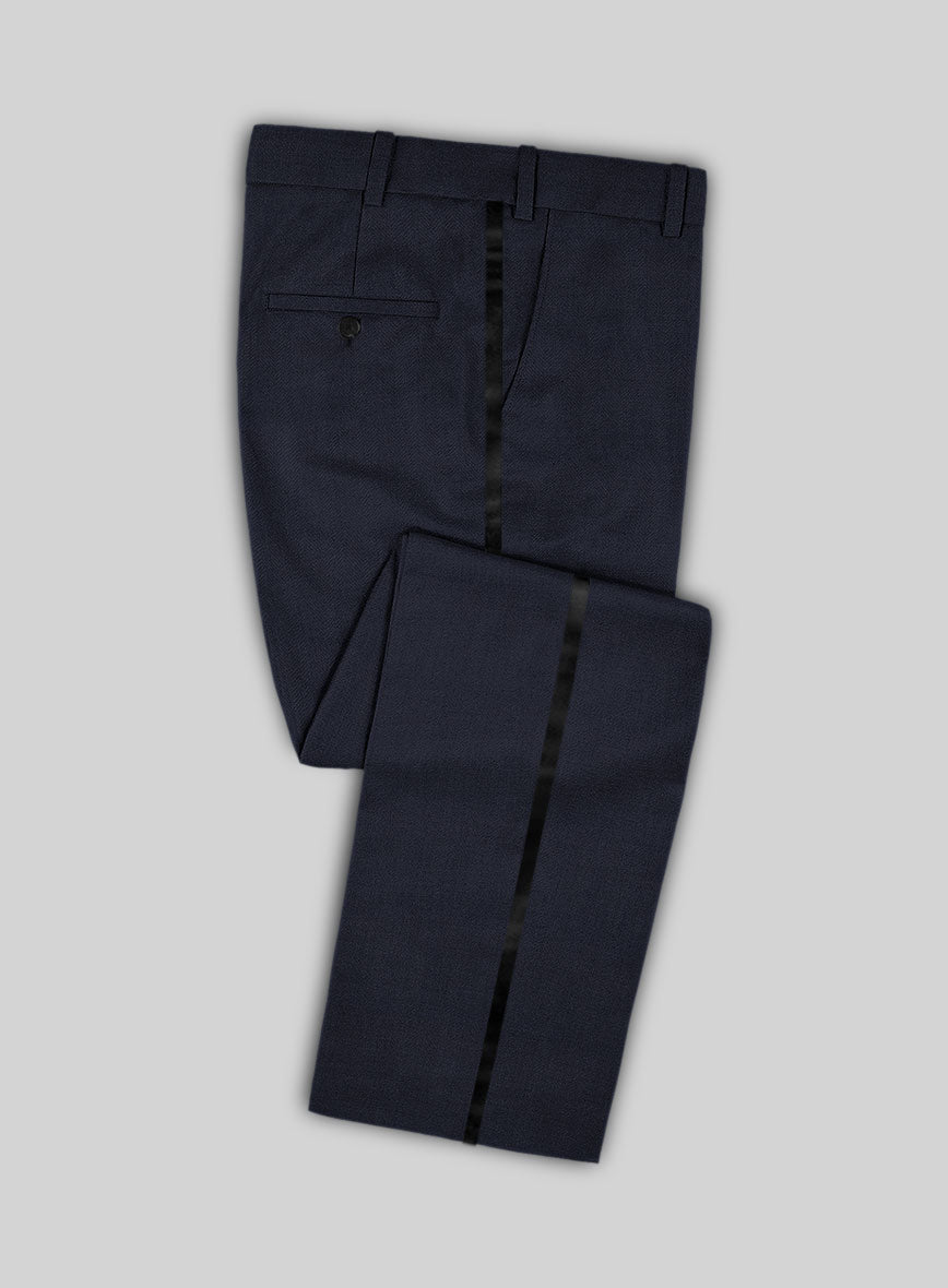 StudioSuits Napolean Imperial Blue Herringbone Wool Tuxedo Suit - view 5