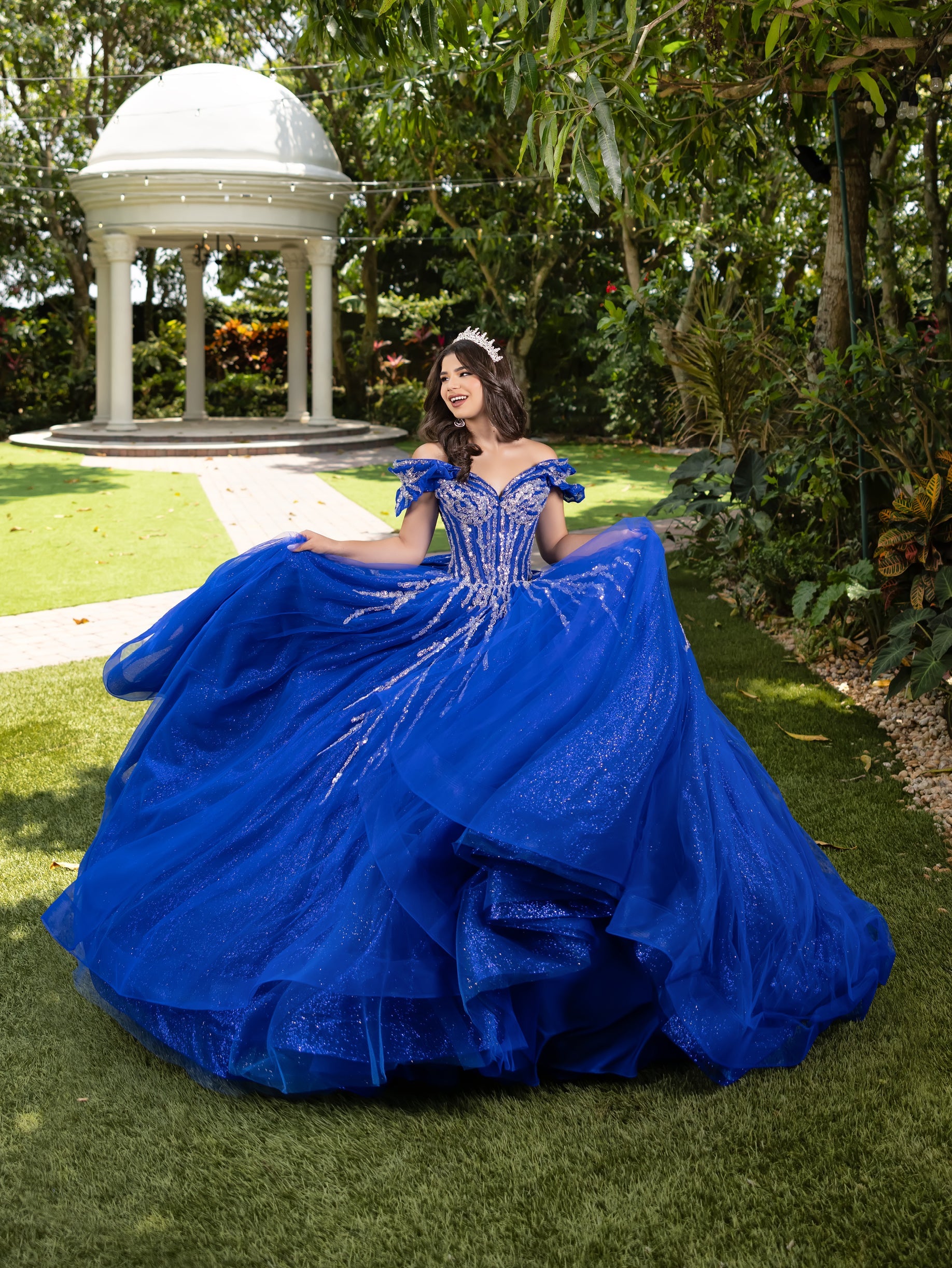 House of Wu Fiesta Gowns Beaded Off Shoulder Ball Gown by LizLuo Fiesta 56535 - view 2